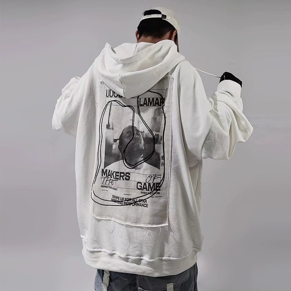 Oversize Print Patch Hoodie