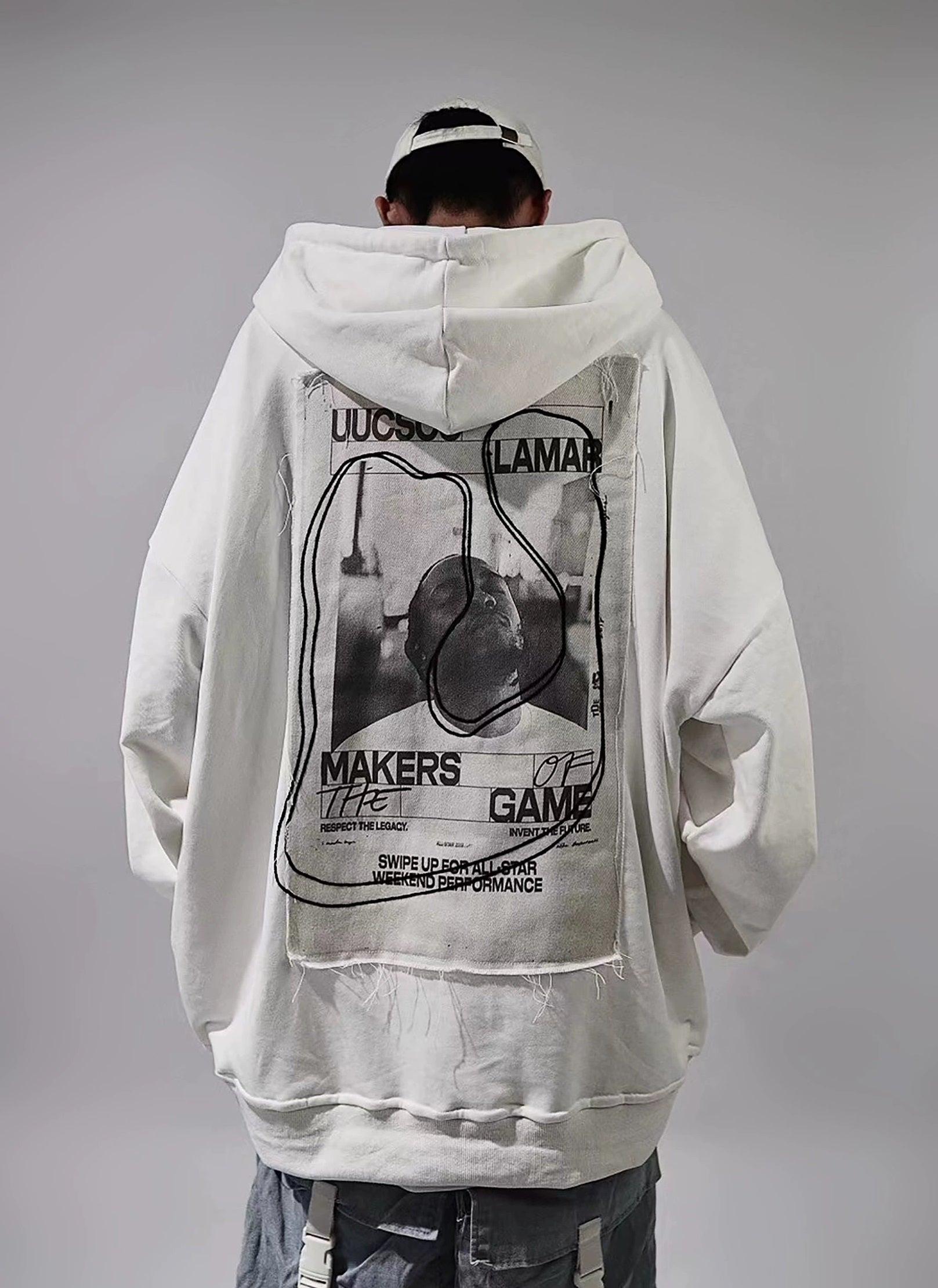 Oversize Print Patch Hoodie