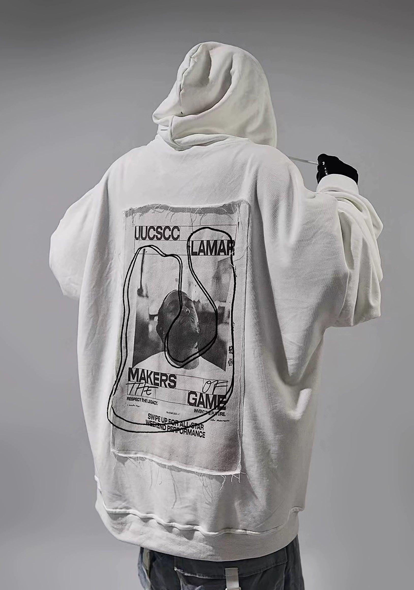 Oversize Print Patch Hoodie