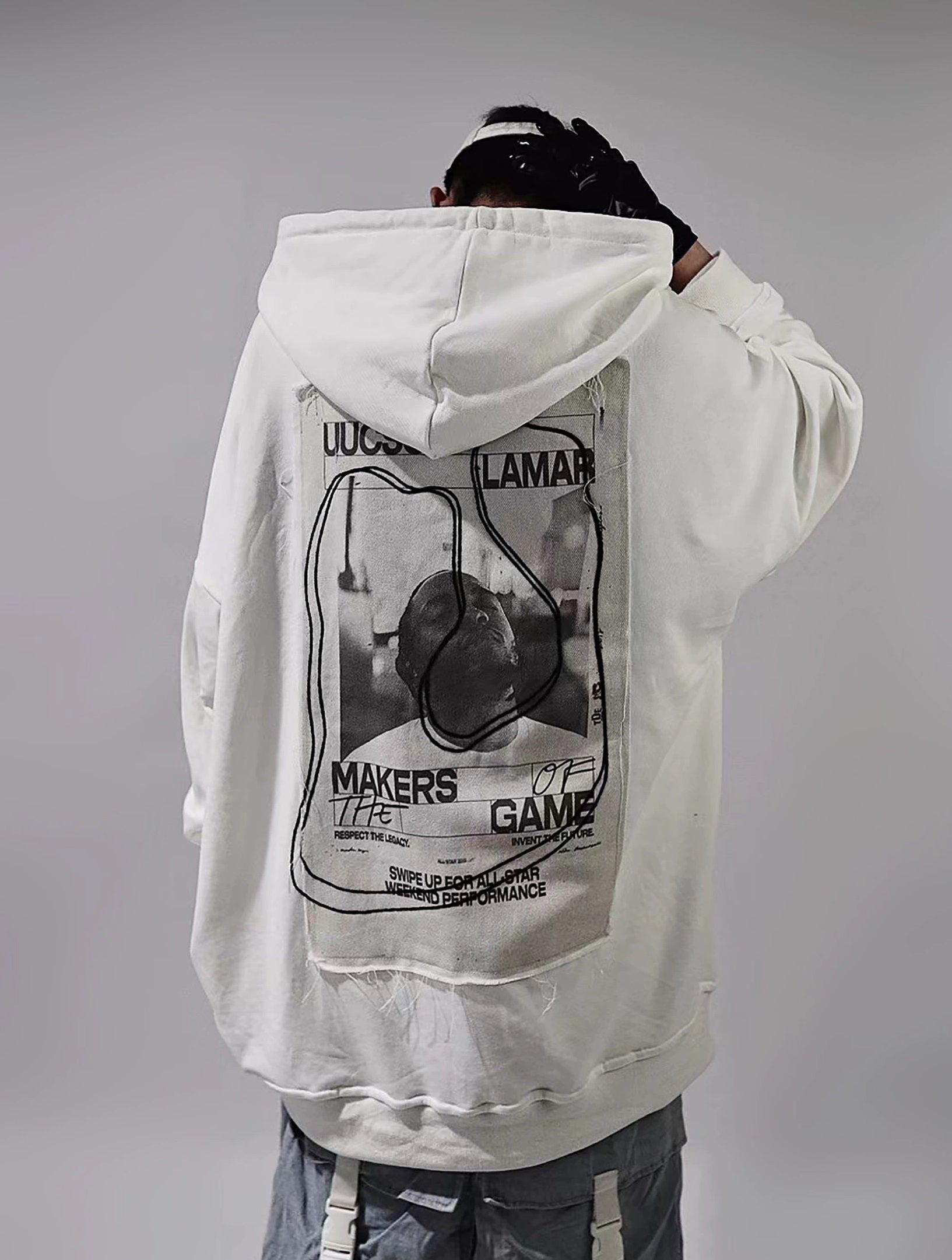 Oversize Print Patch Hoodie