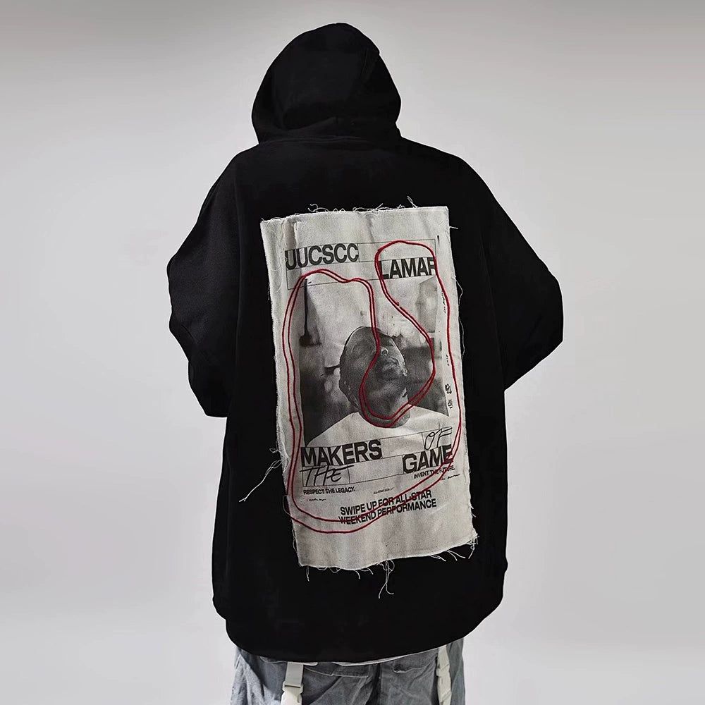 Oversize Print Patch Hoodie