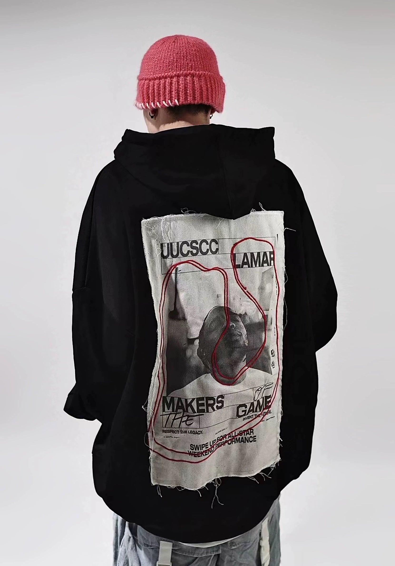 Oversize Print Patch Hoodie