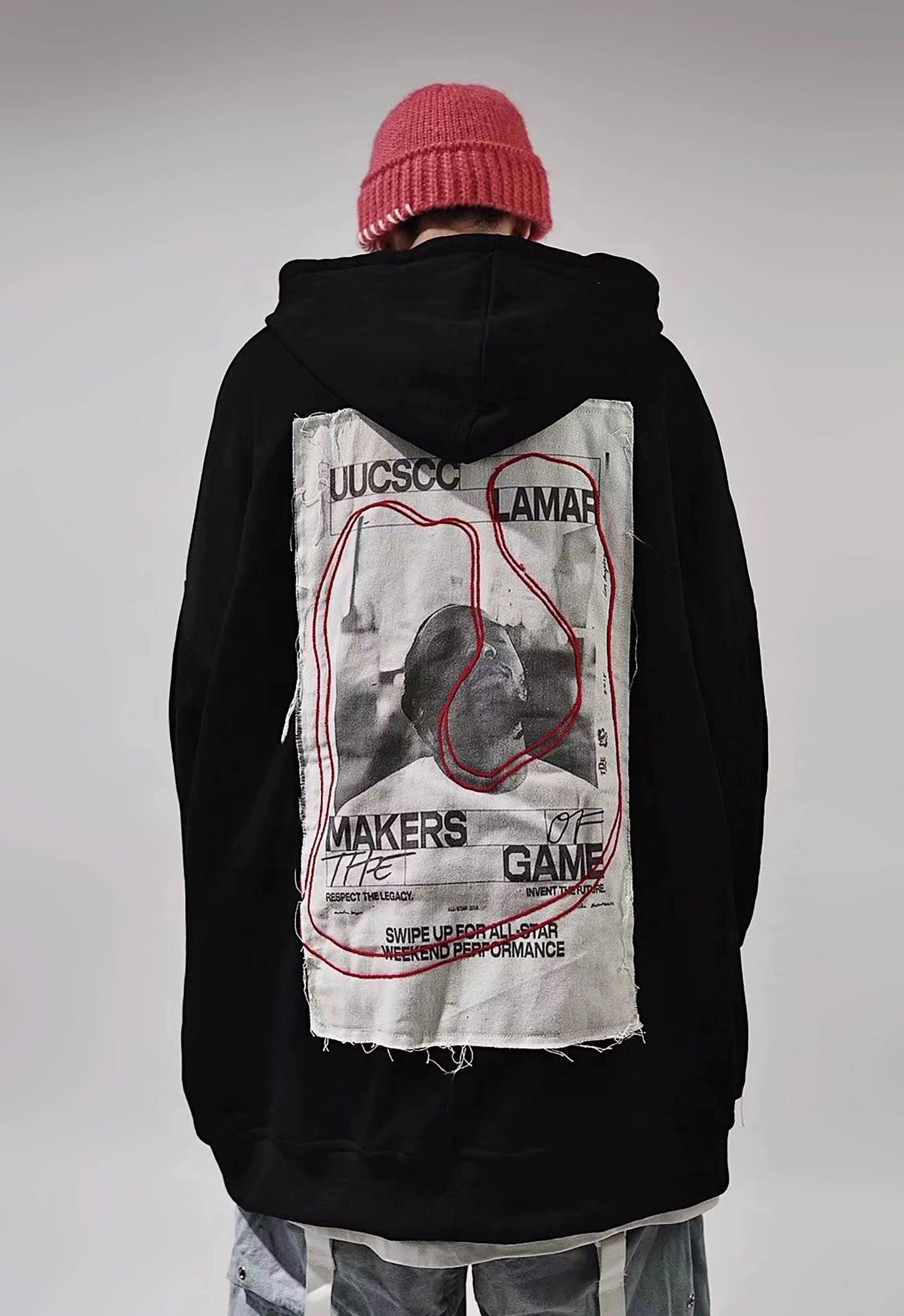 Oversize Print Patch Hoodie
