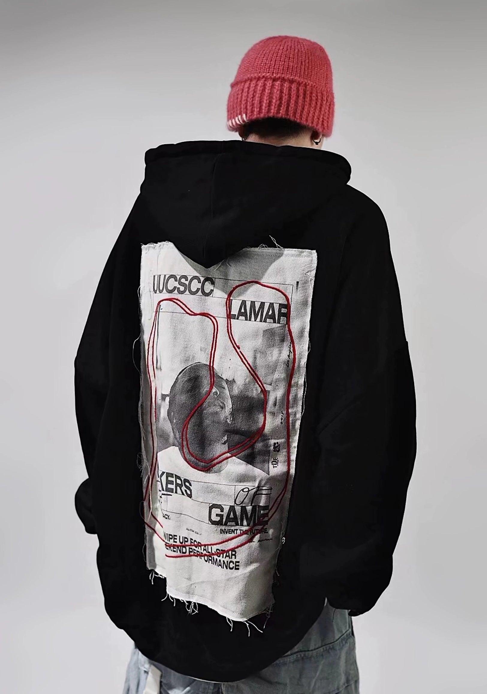Oversize Print Patch Hoodie