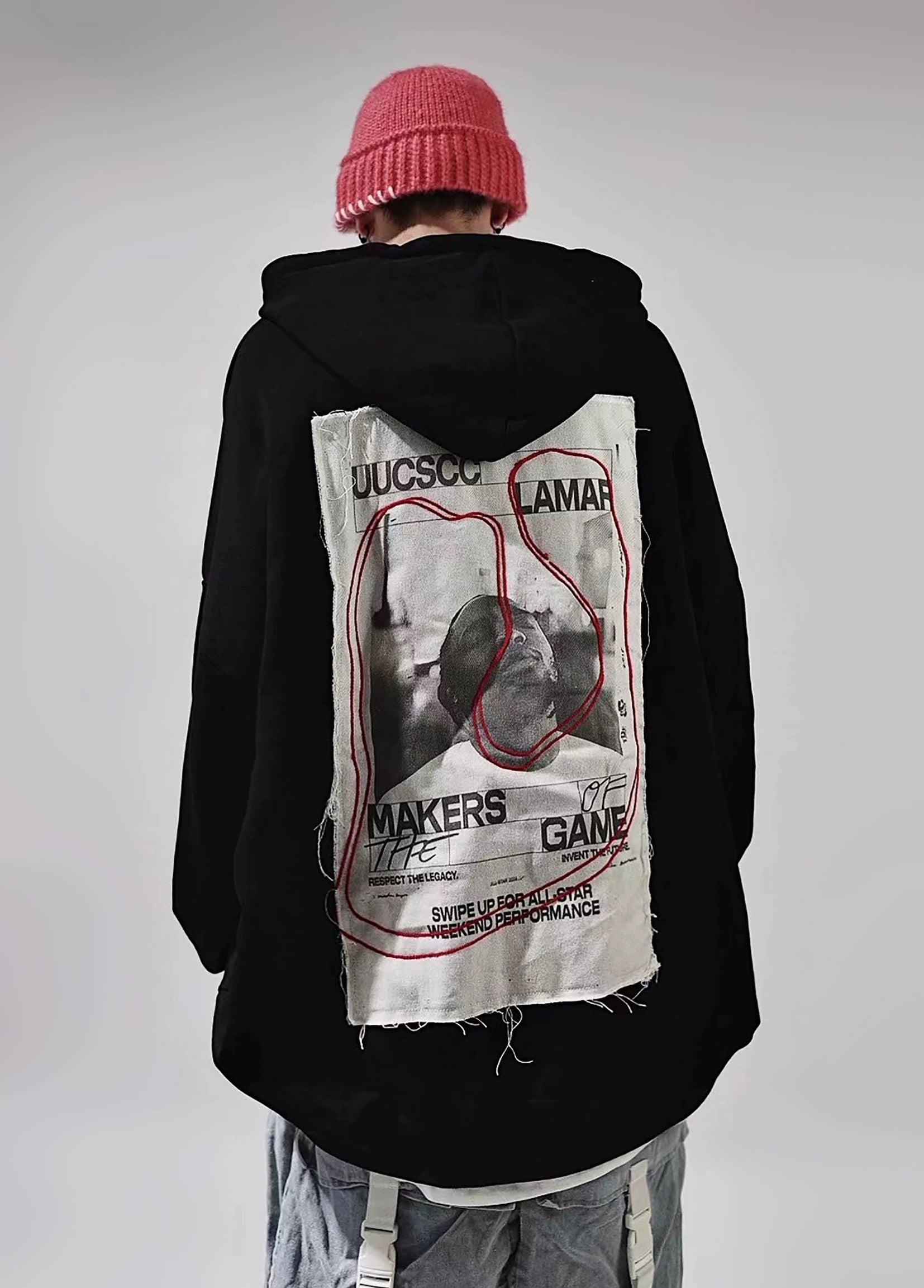 Oversize Print Patch Hoodie
