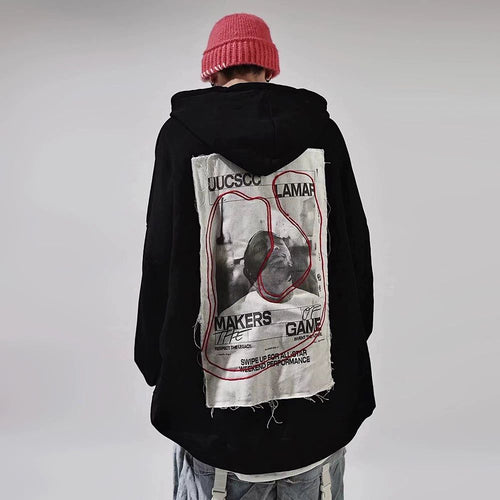 Moletom Oversized com Patch Estampado - preto / S