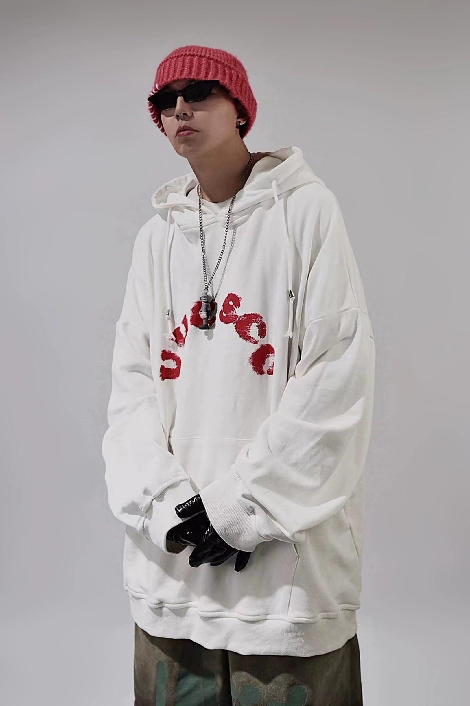 Oversize Print Patch Hoodie