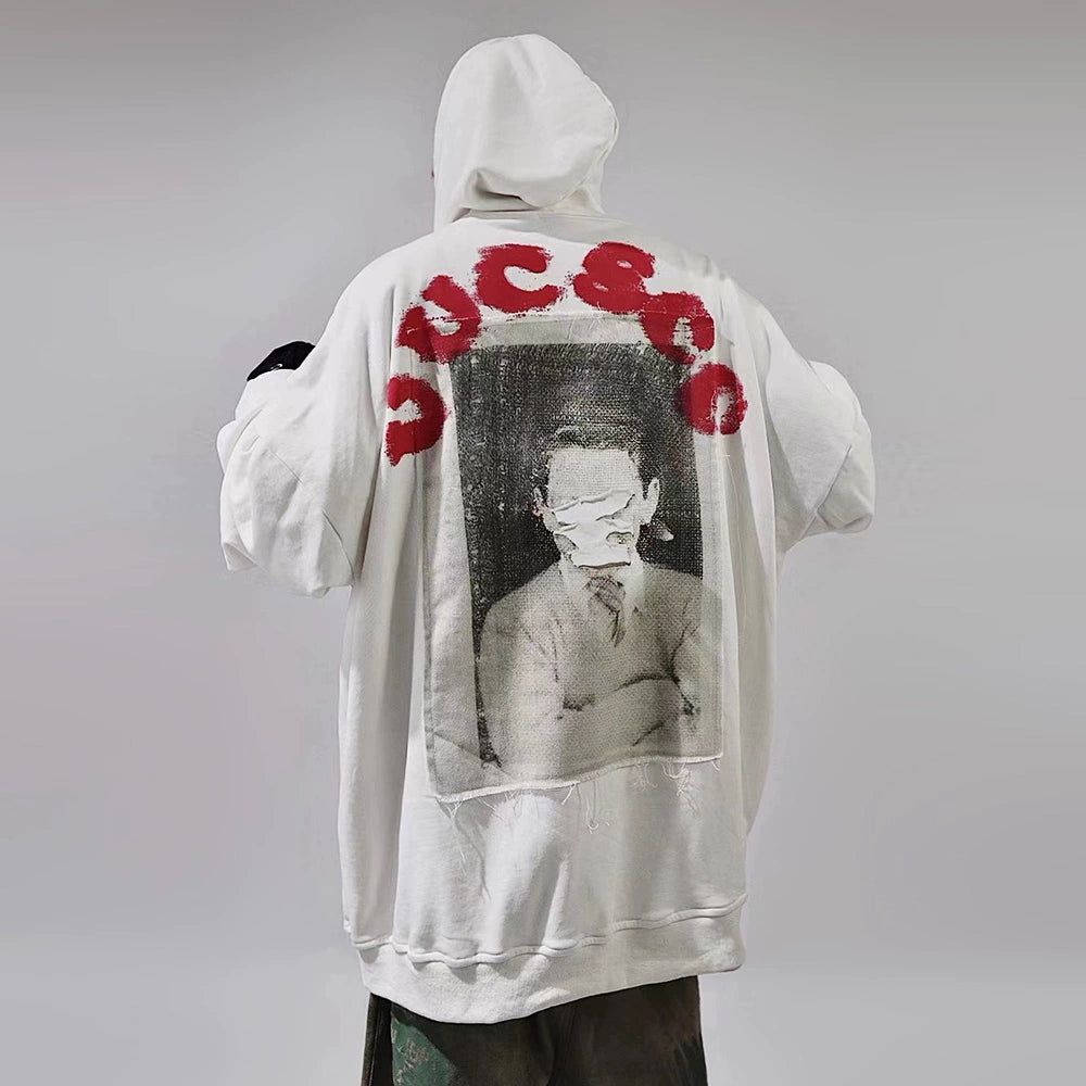 Oversize Print Patch Hoodie