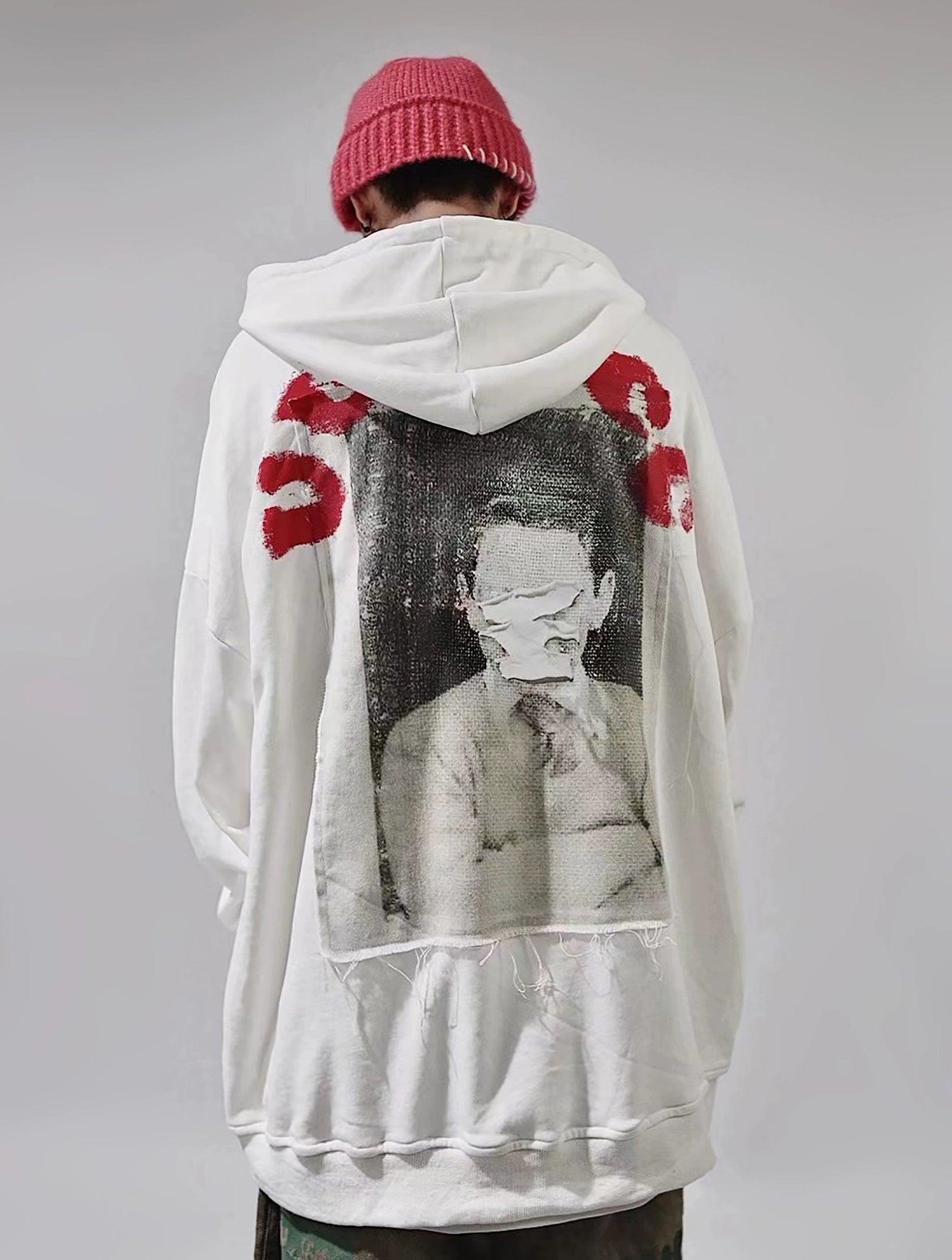 Oversize Print Patch Hoodie