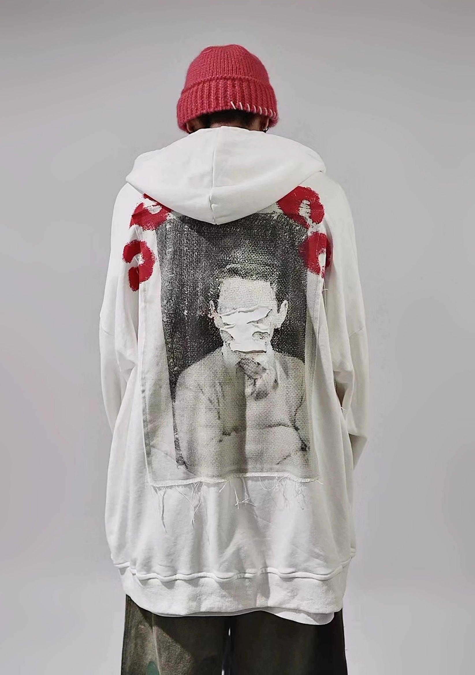 Oversize Print Patch Hoodie