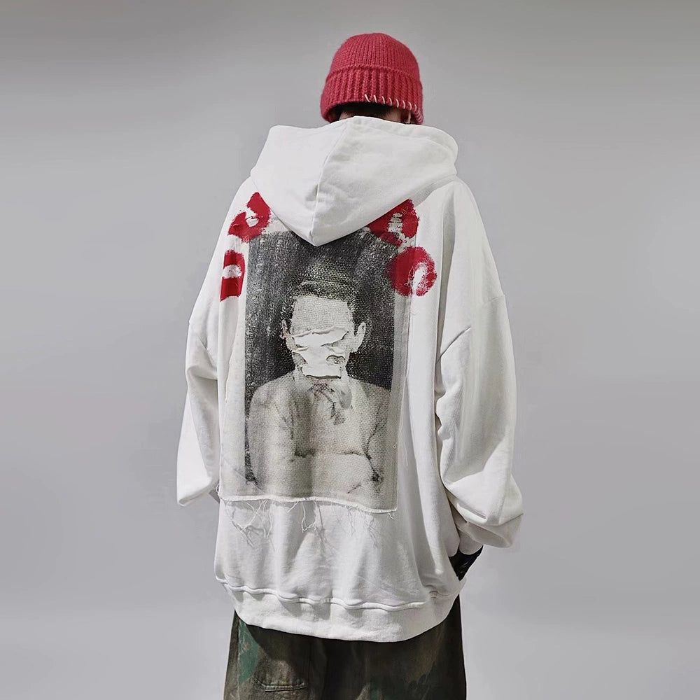 Oversize Print Patch Hoodie