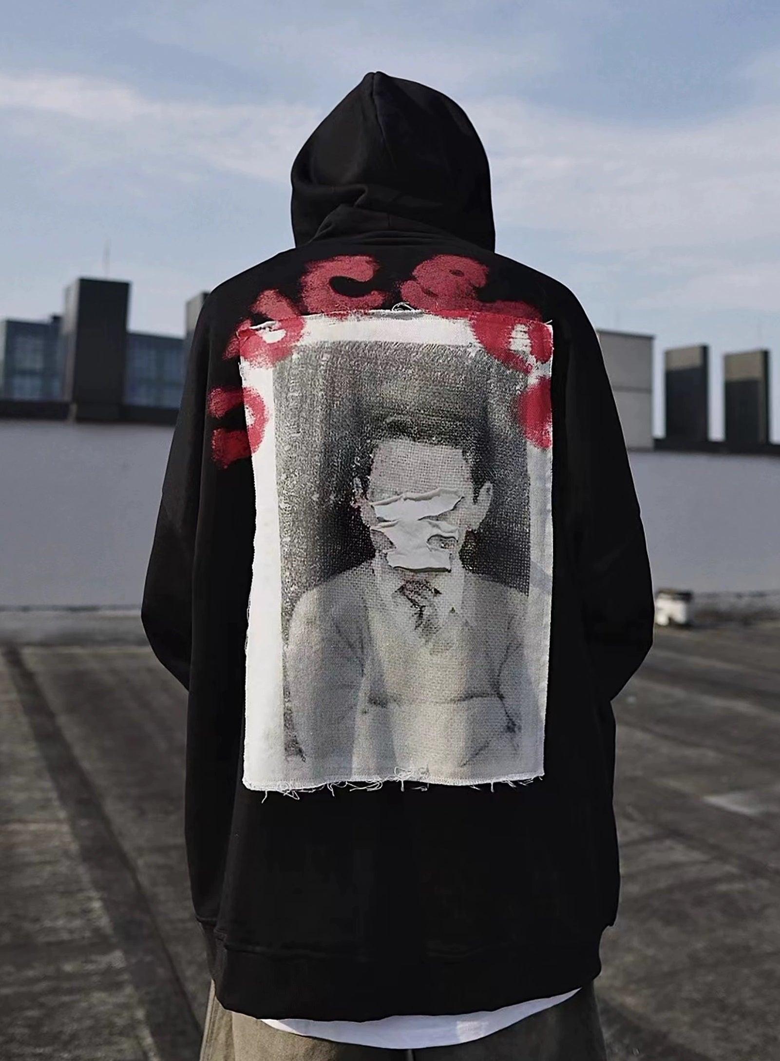 Oversize Print Patch Hoodie