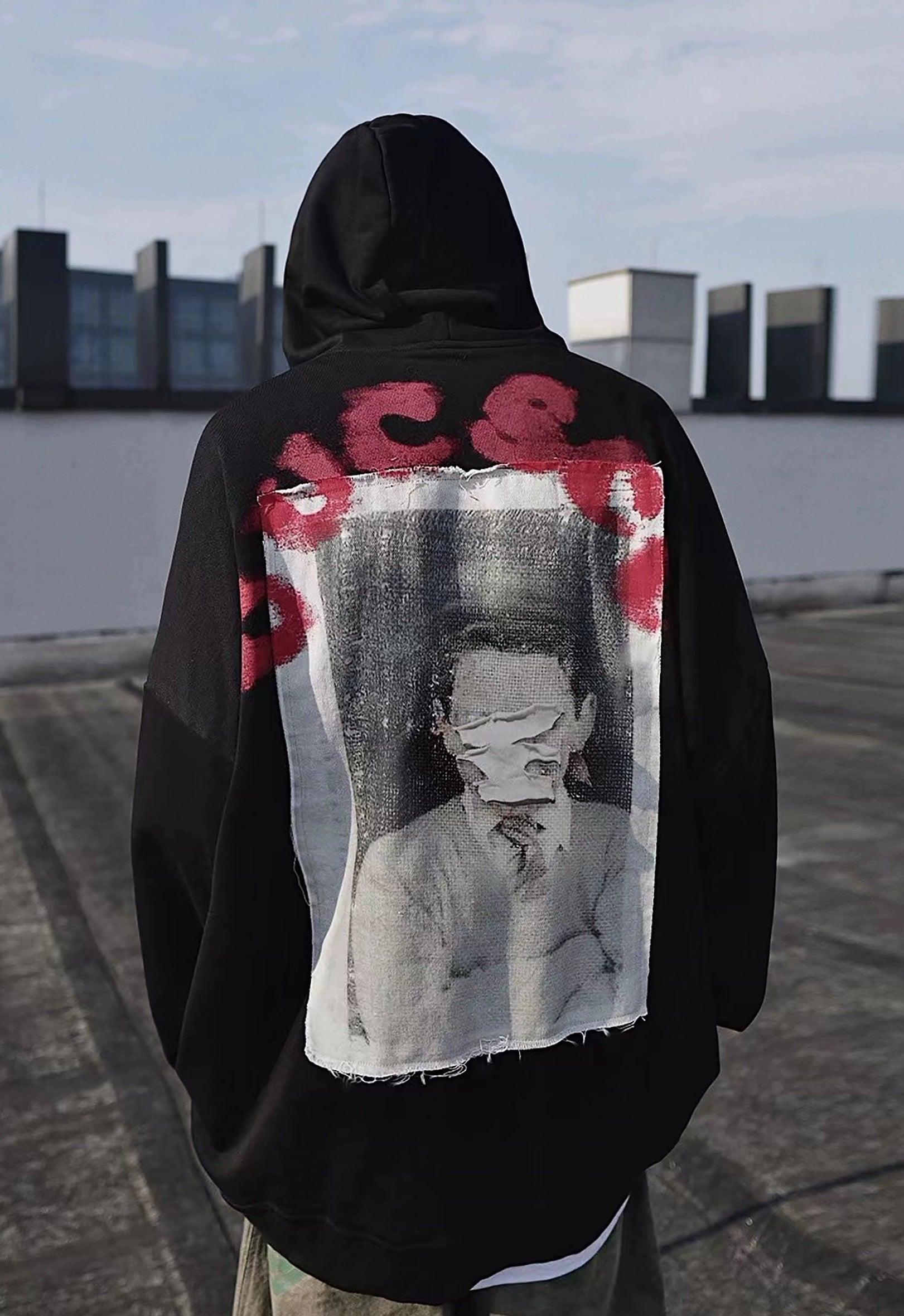 Oversize Print Patch Hoodie