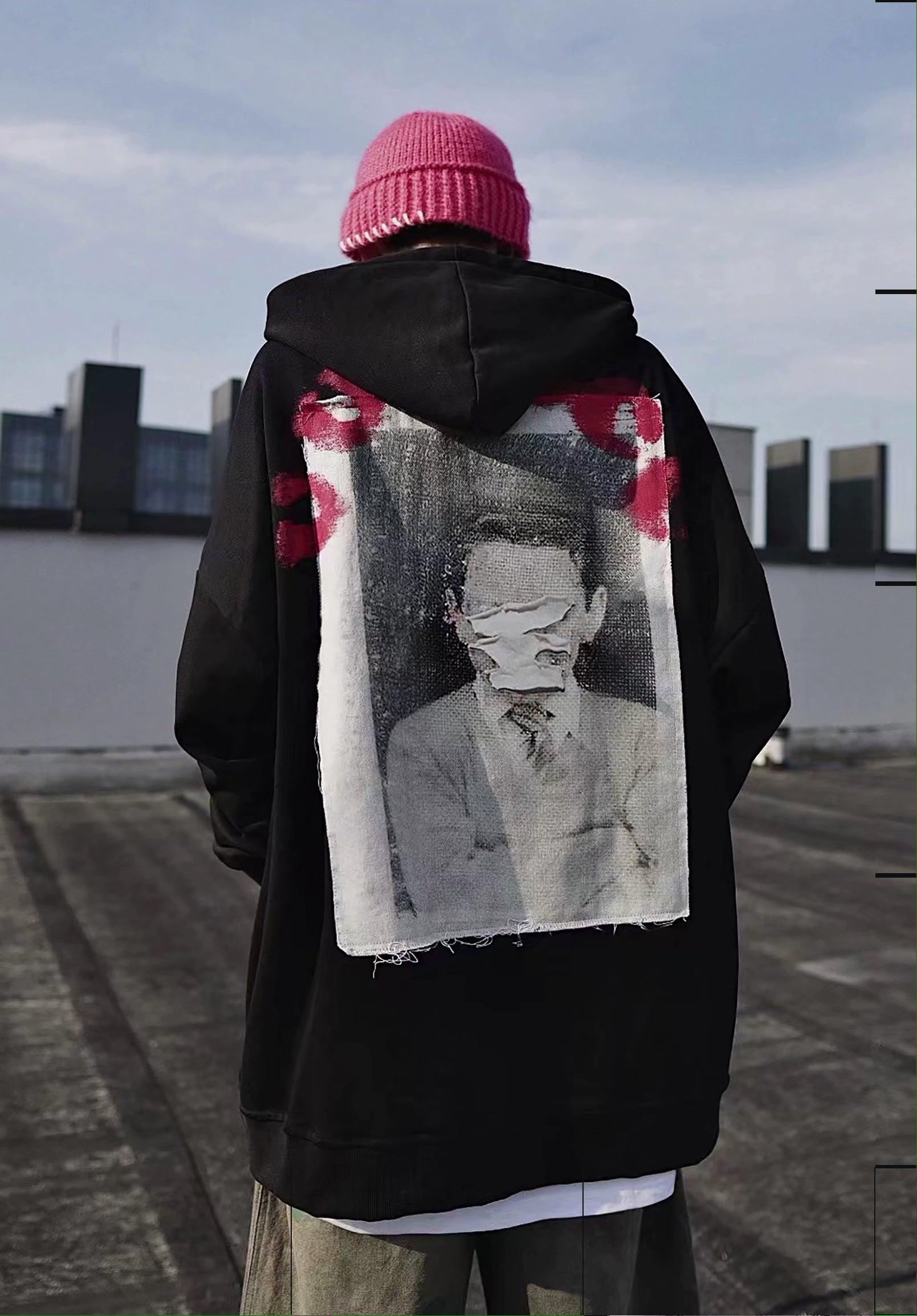 Oversize Print Patch Hoodie