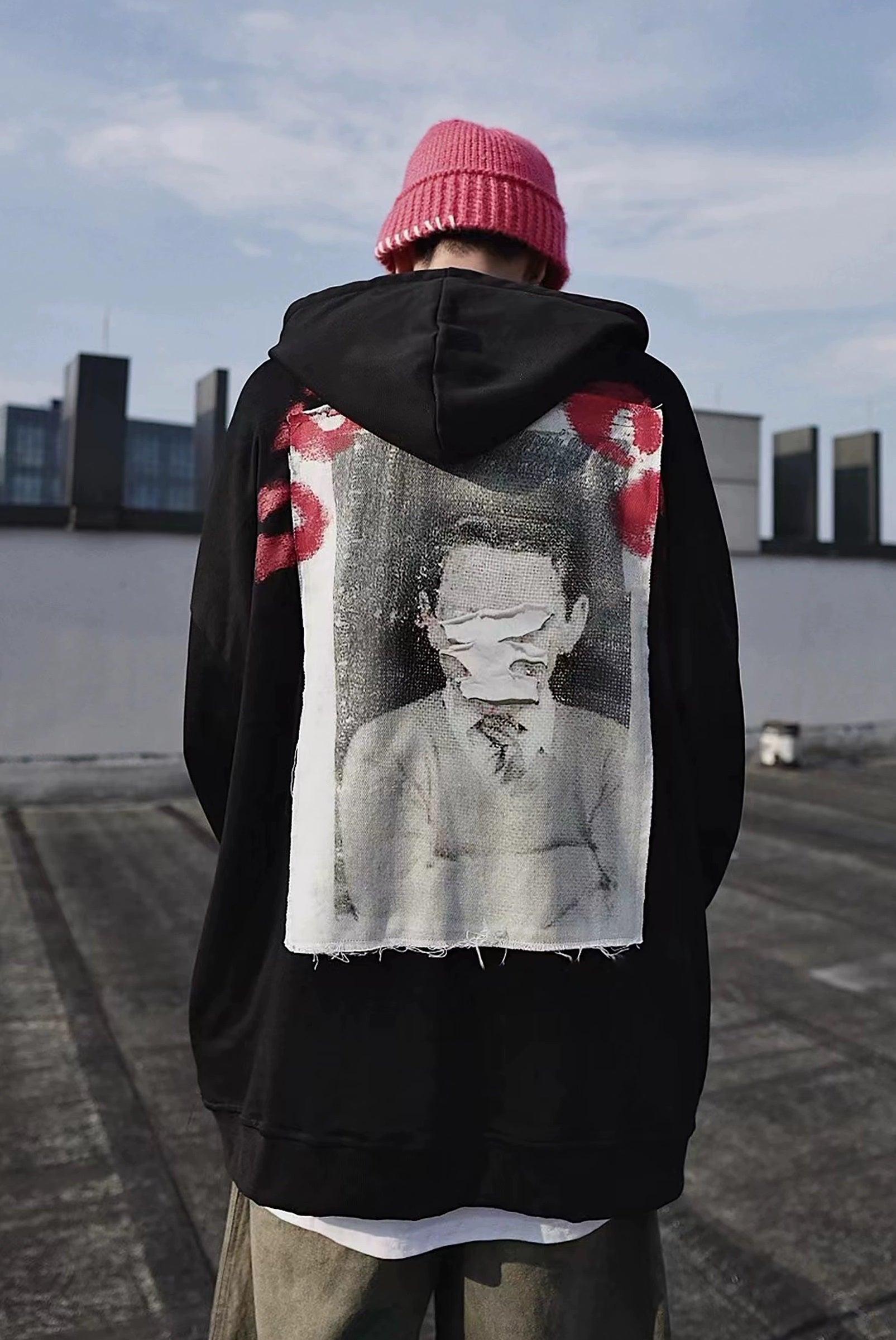 Oversize Print Patch Hoodie