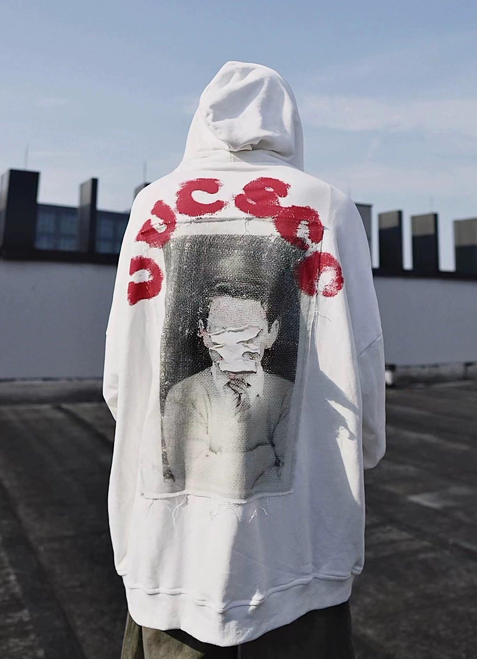 Oversize Print Patch Hoodie