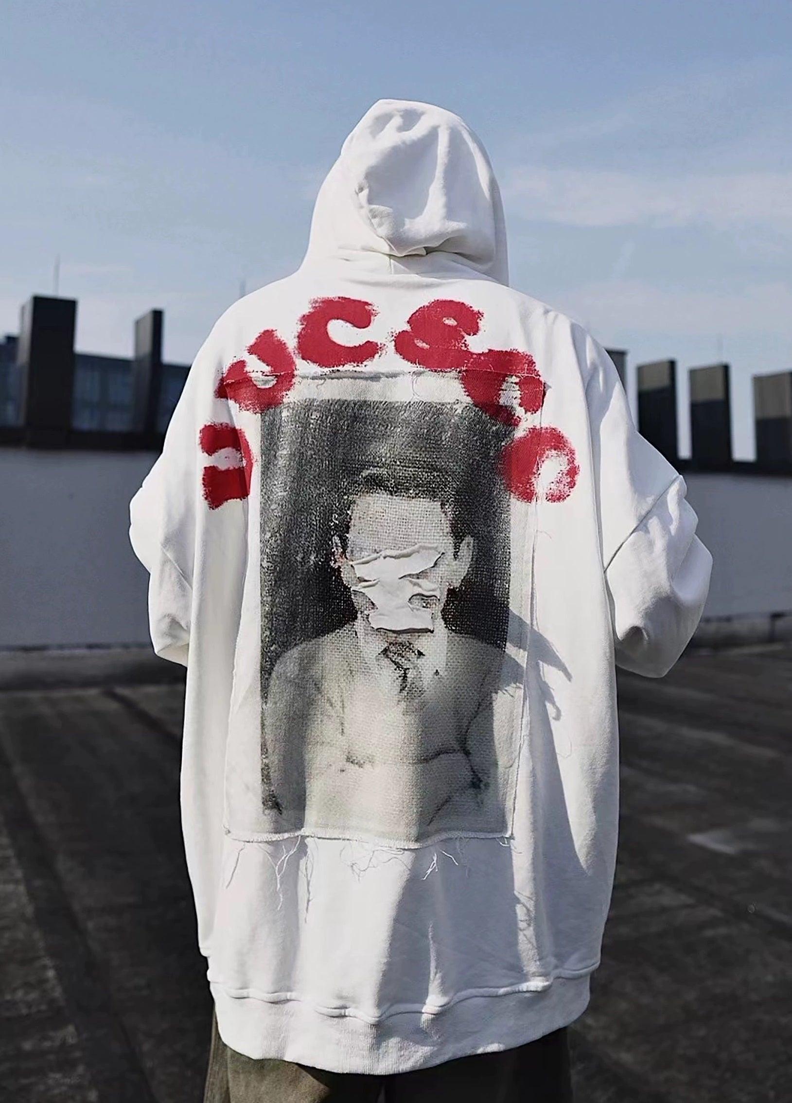 Oversize Print Patch Hoodie