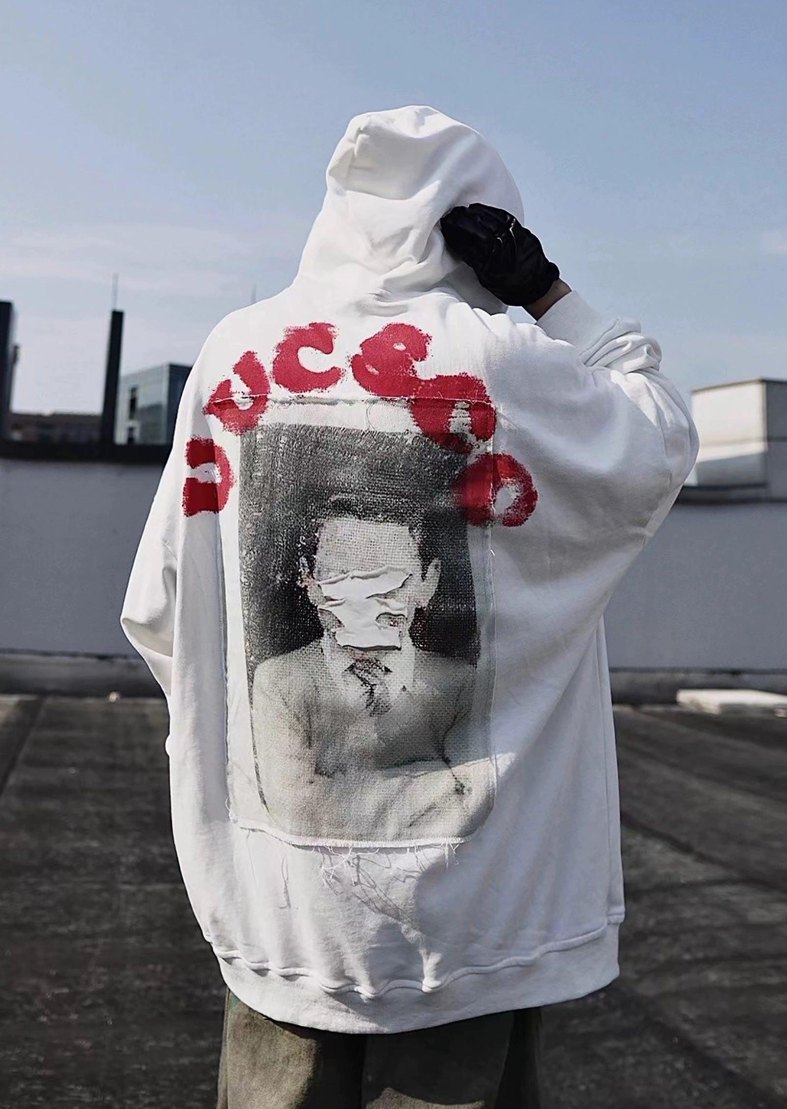 Oversize Print Patch Hoodie