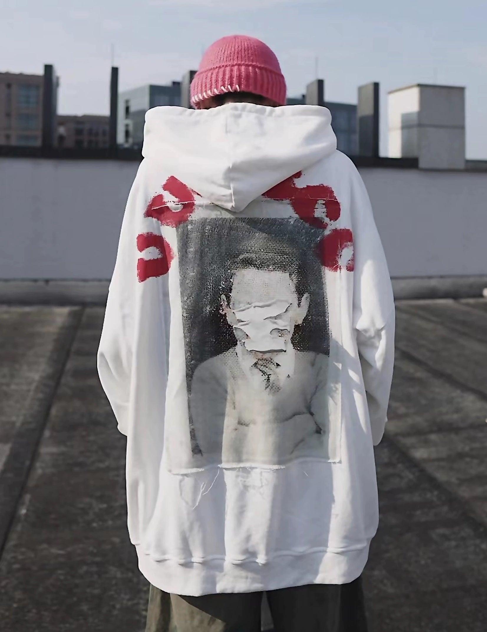 Oversize Print Patch Hoodie