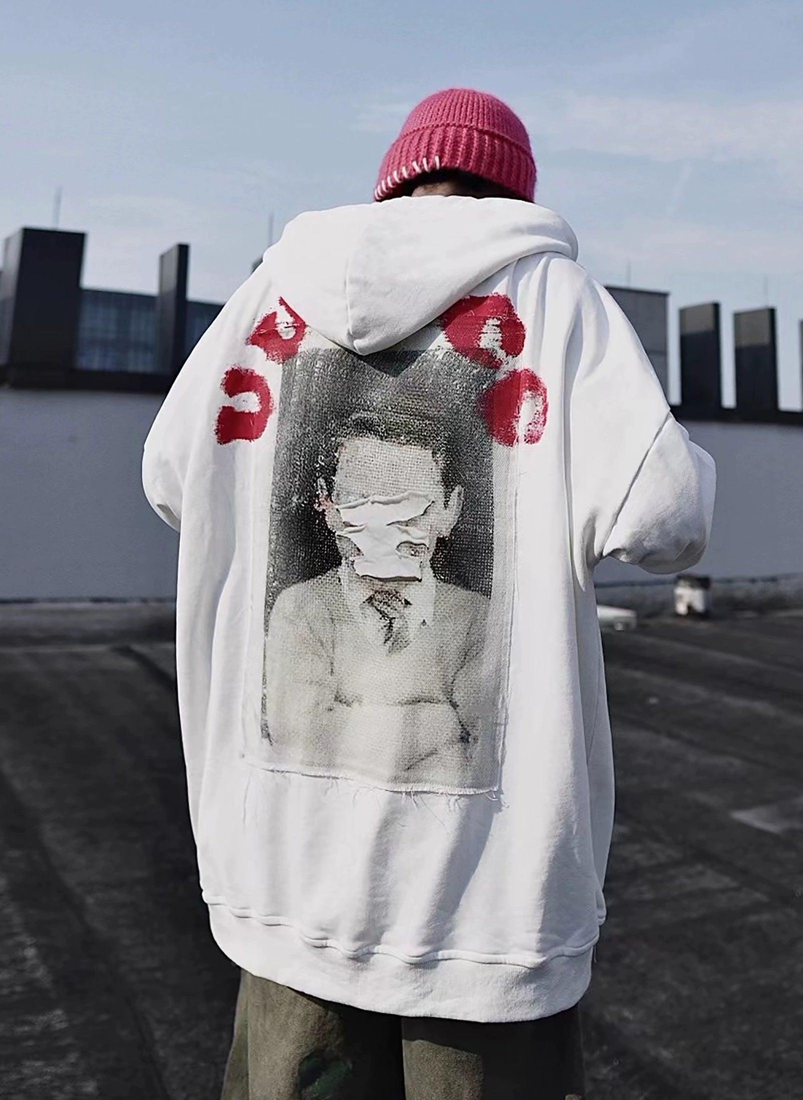 Oversize Print Patch Hoodie