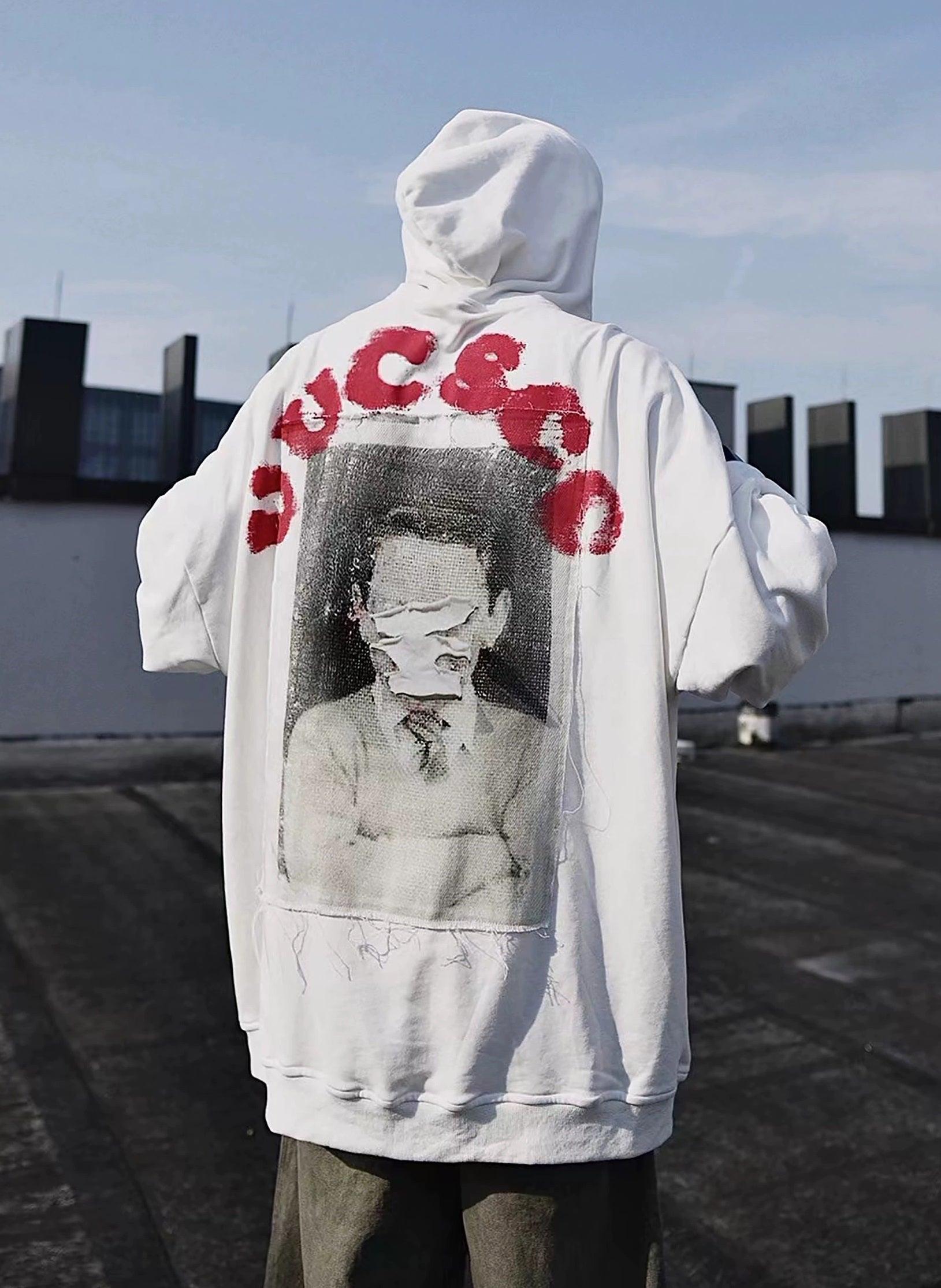 Oversize Print Patch Hoodie