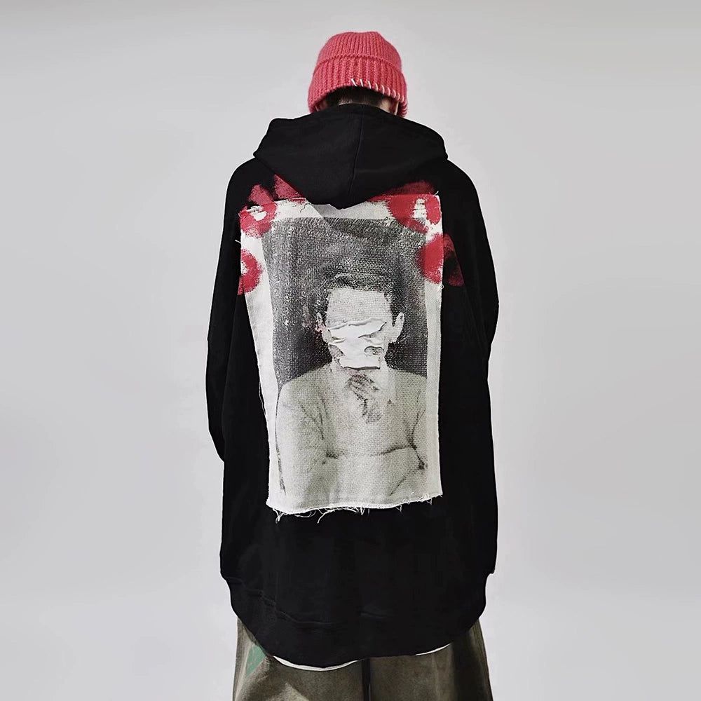 Oversize Print Patch Hoodie
