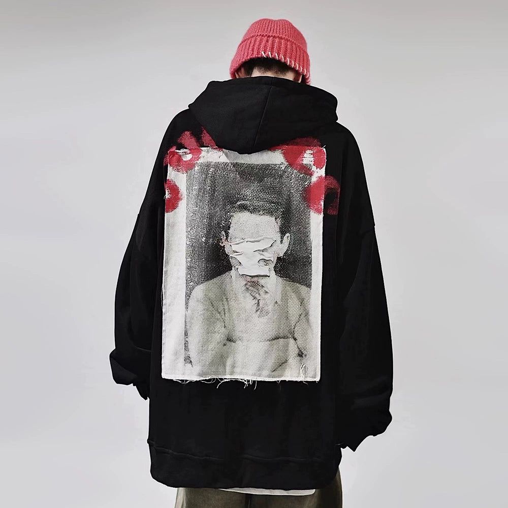 Oversize Print Patch Hoodie