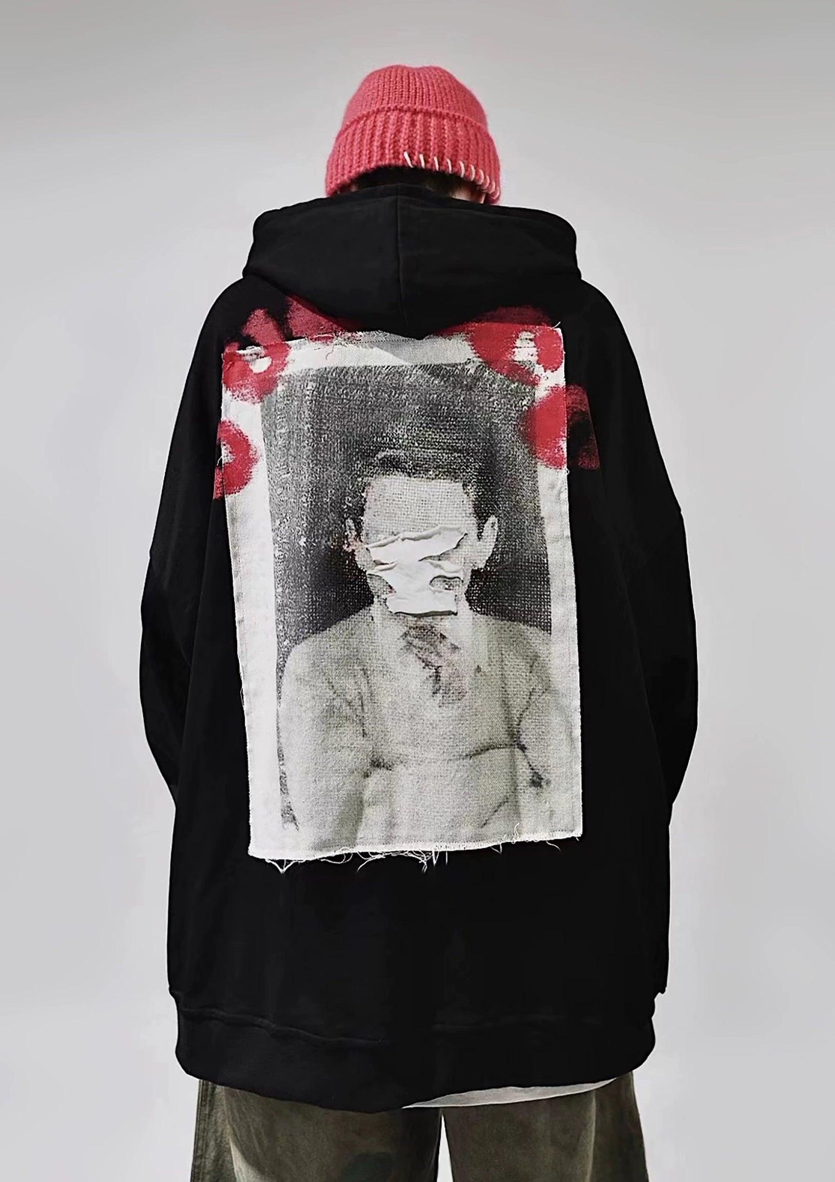 Oversize Print Patch Hoodie