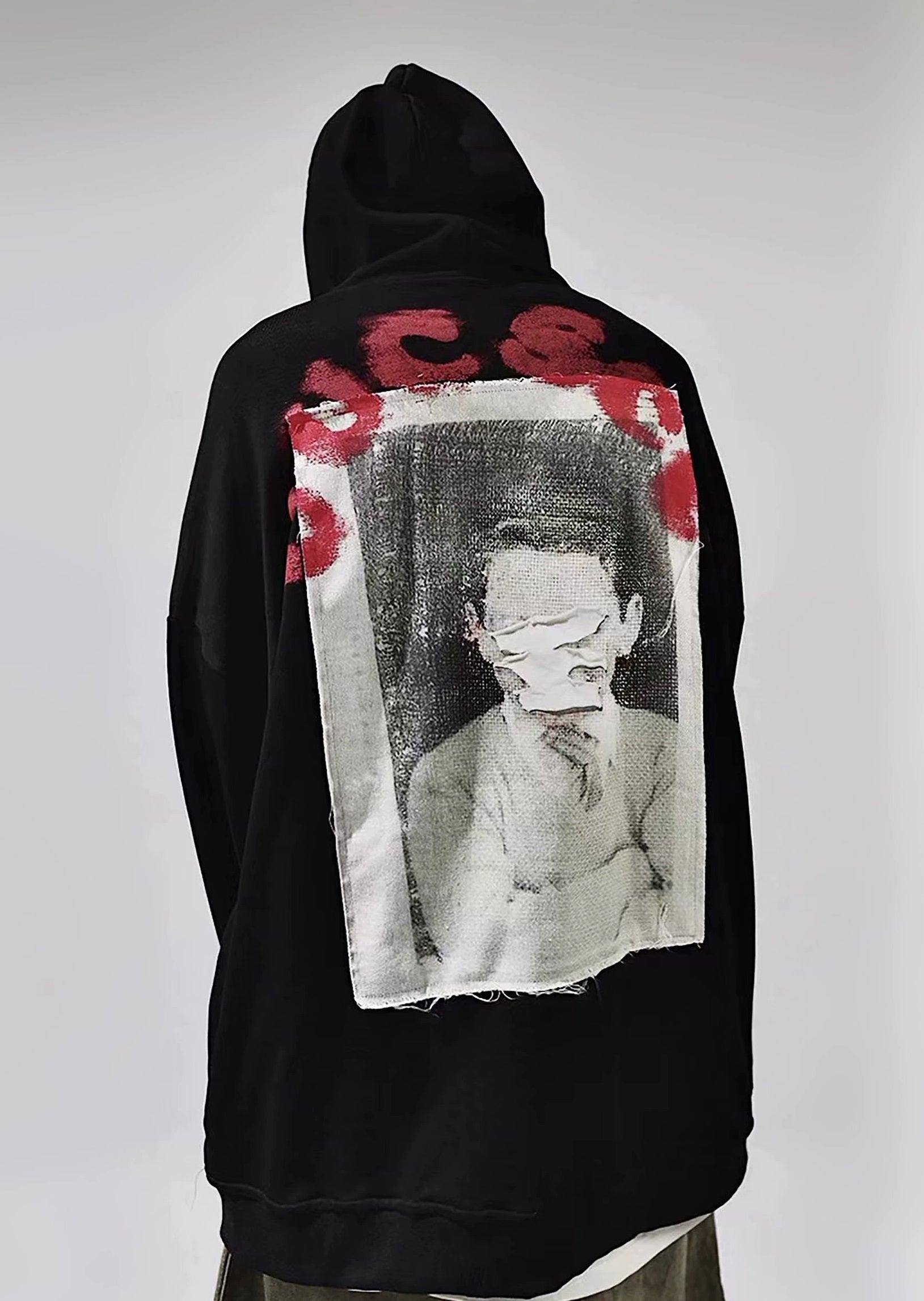 Oversize Print Patch Hoodie