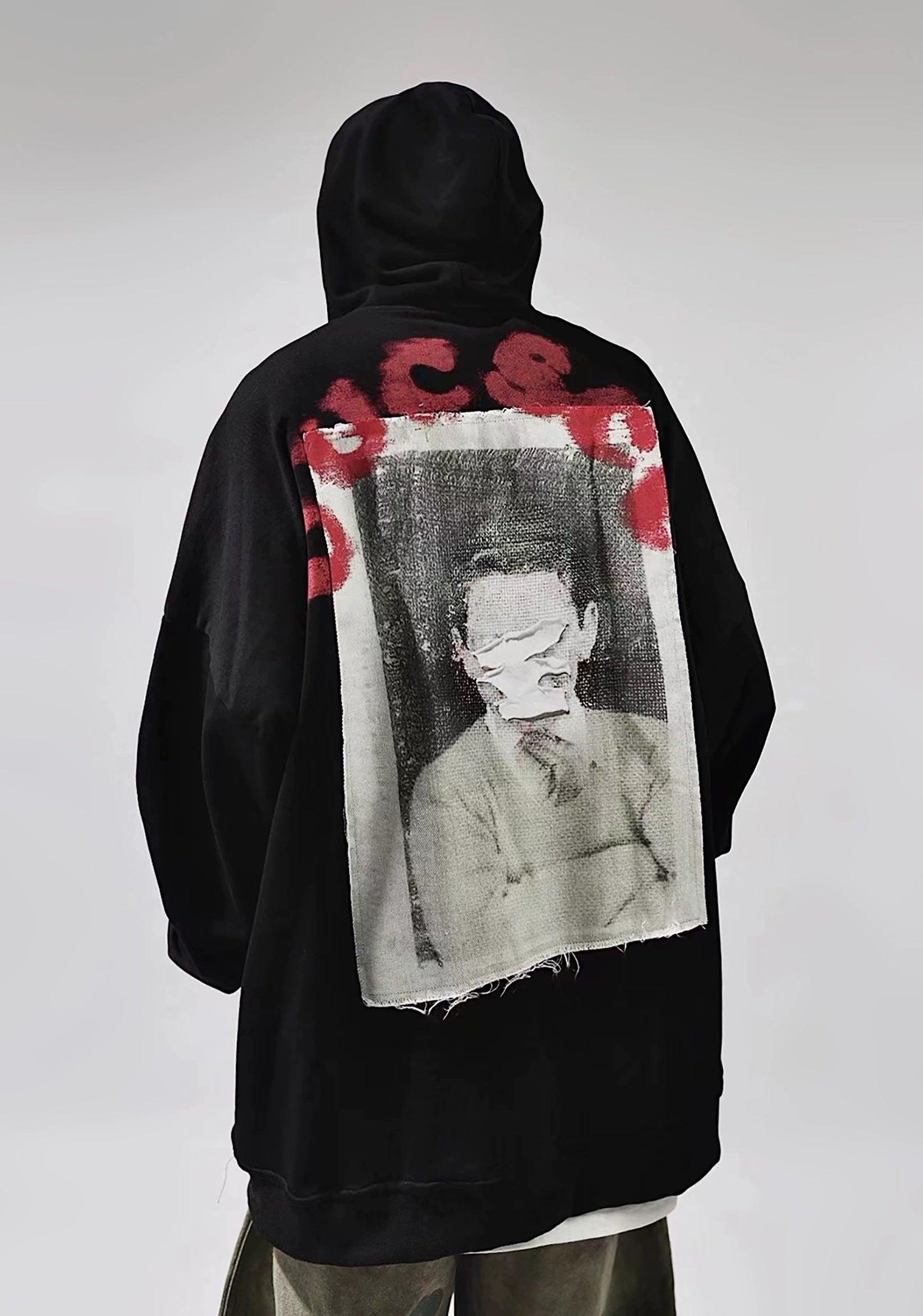 Oversize Print Patch Hoodie