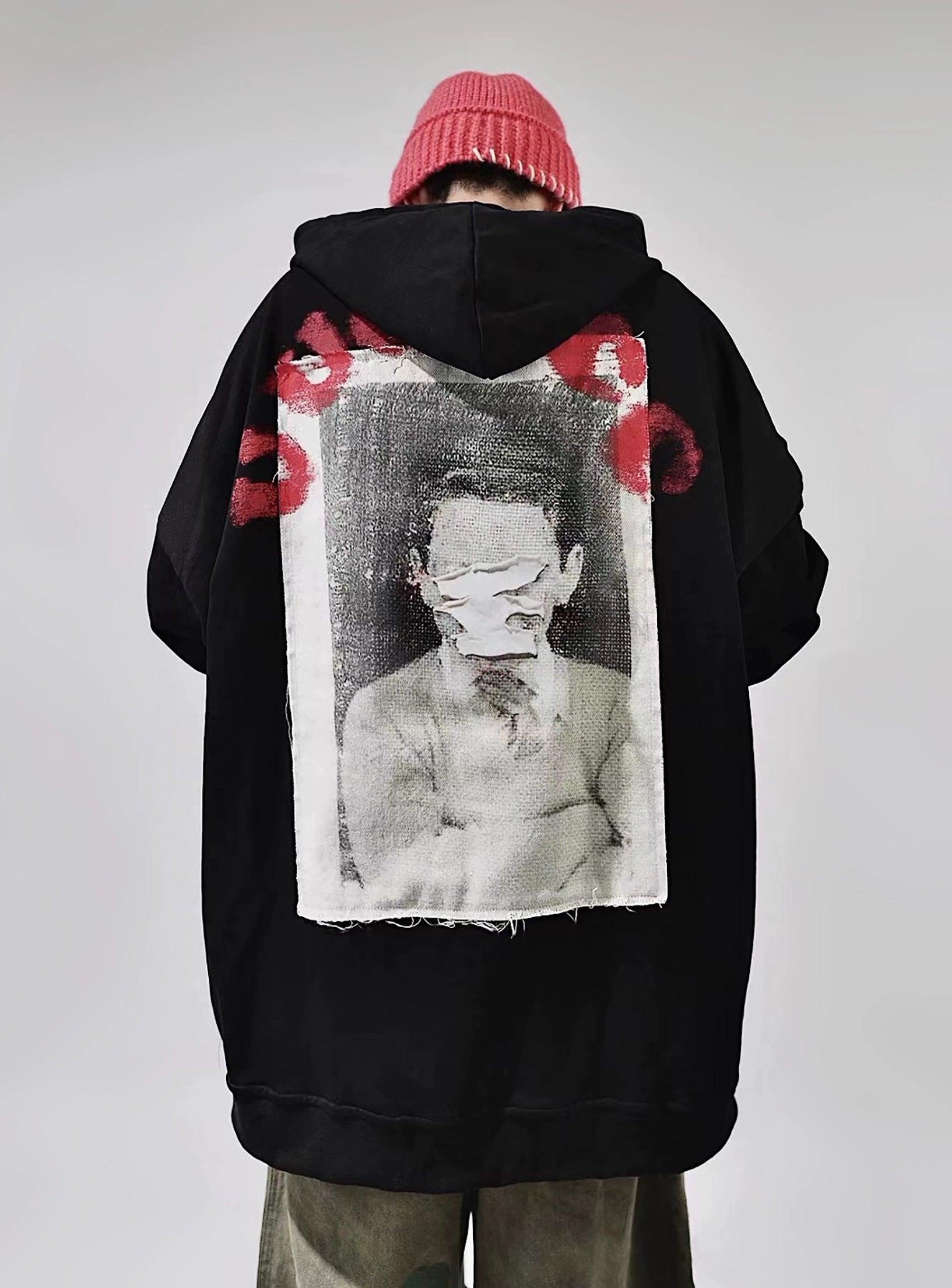 Oversize Print Patch Hoodie