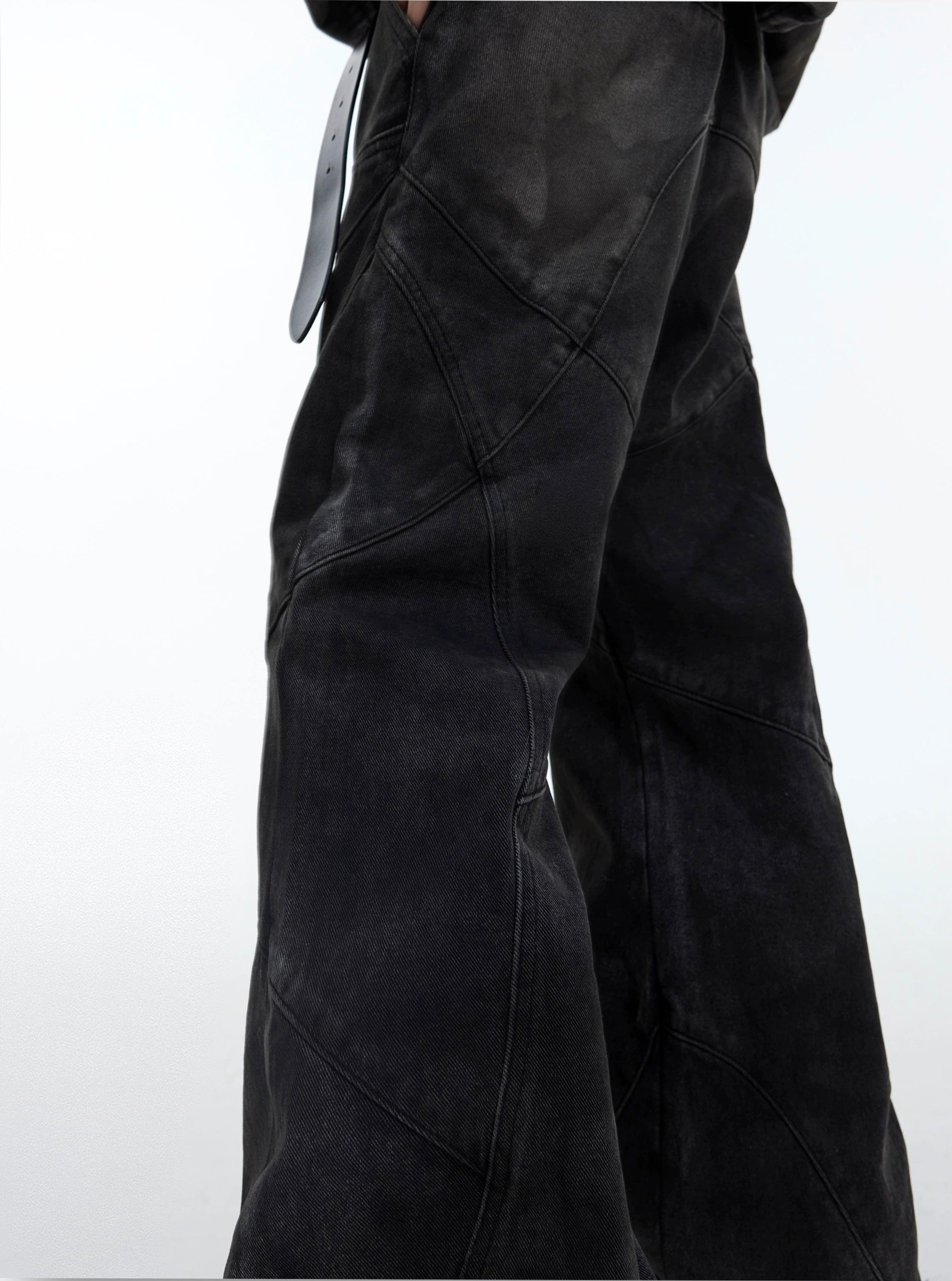 Oversize Shoulder-pad Hooded Denim Jacket & Deconstructed Denim Jeans Setup