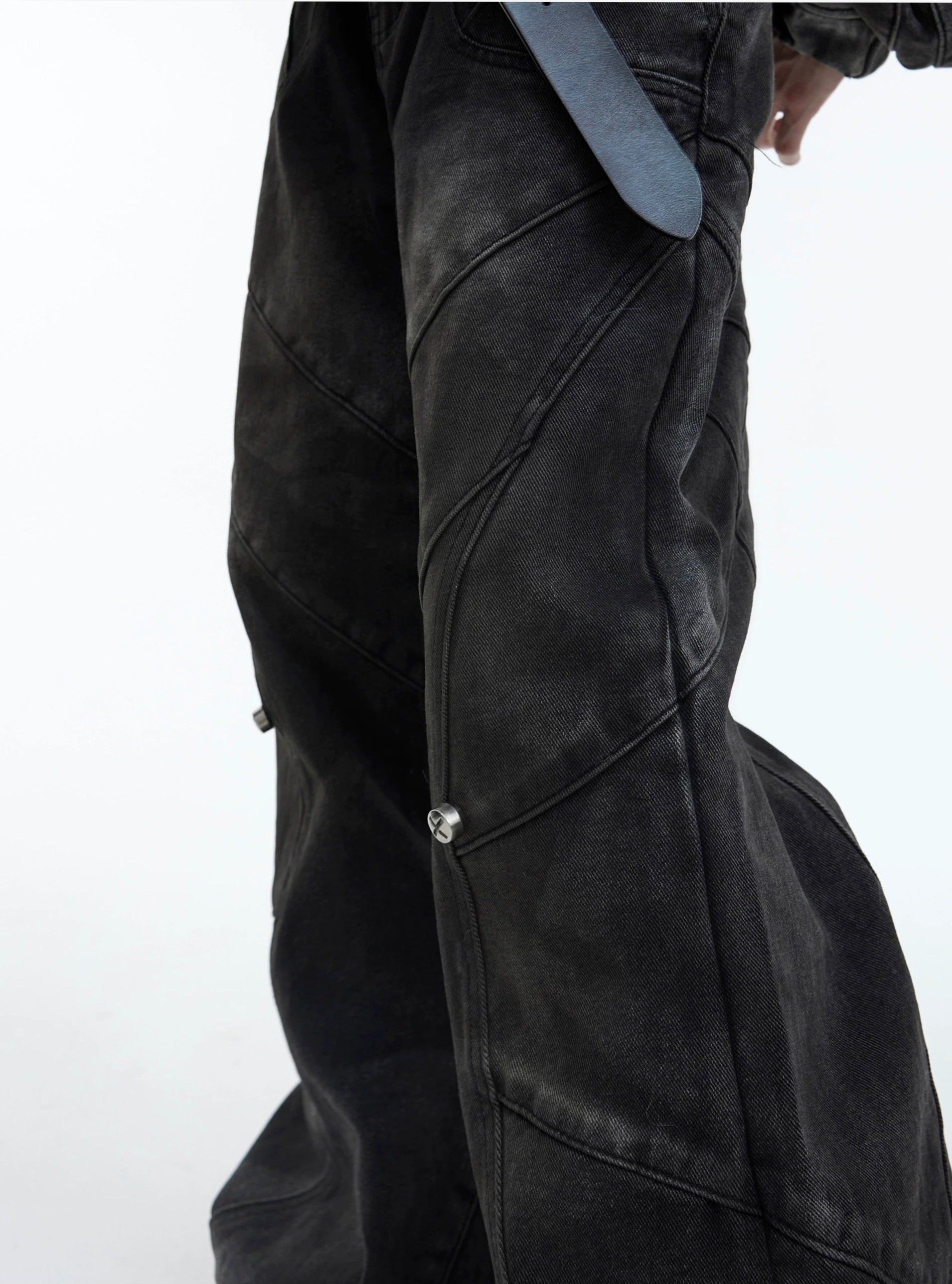 Oversize Shoulder-pad Hooded Denim Jacket & Deconstructed Denim Jeans Setup
