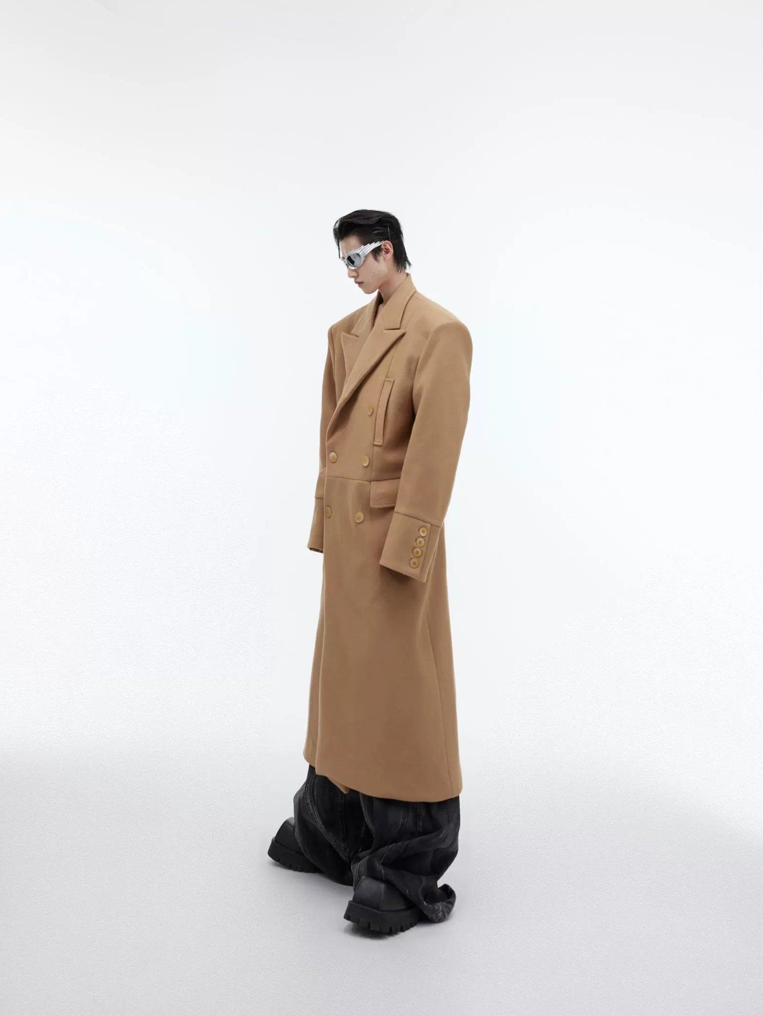 Oversize Shoulder-pad Long Chester Coat