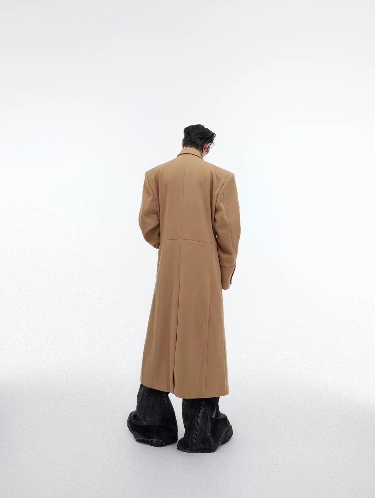 Oversize Shoulder-pad Long Chester Coat