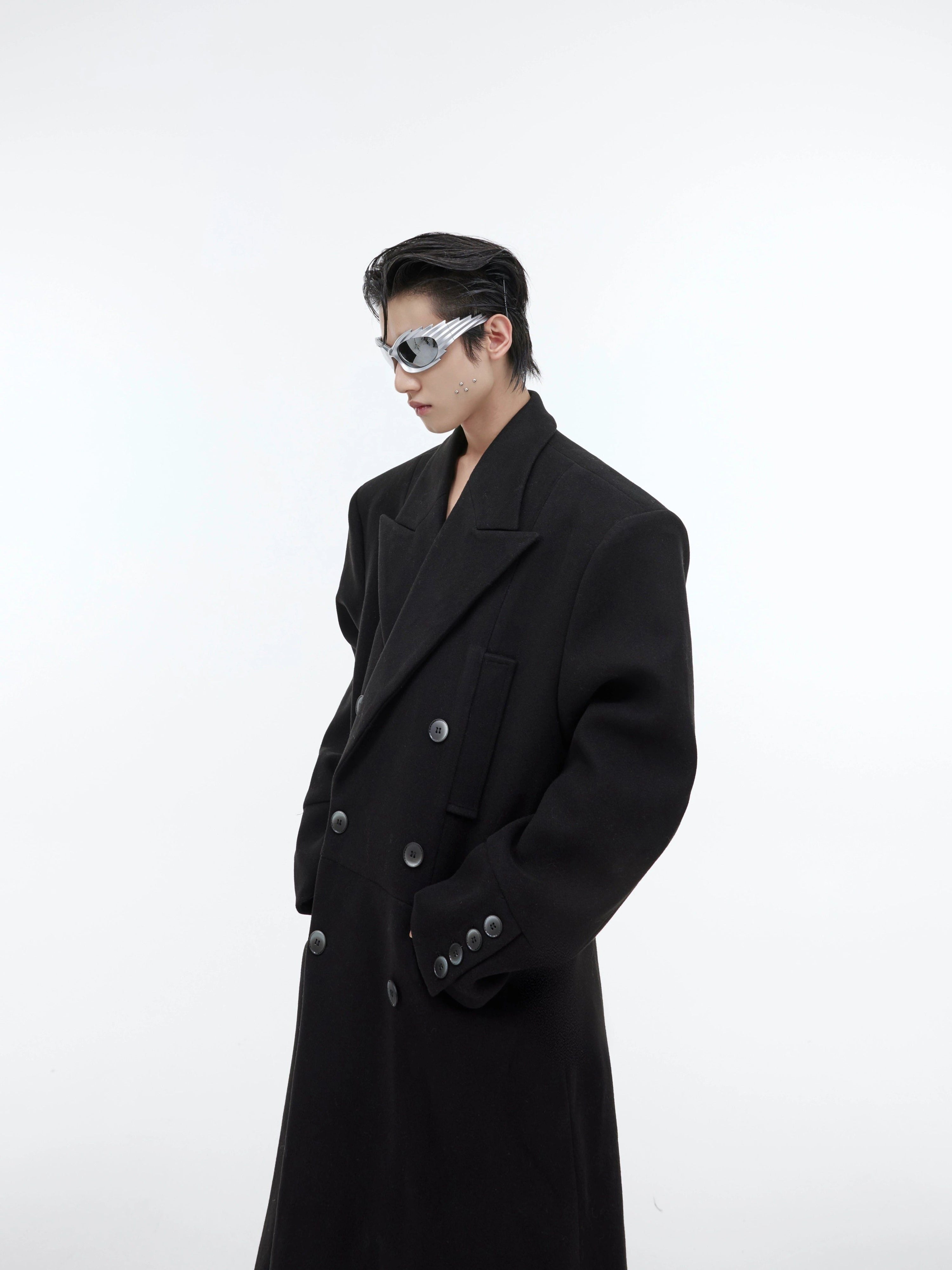 Oversize Shoulder-pad Long Chester Coat