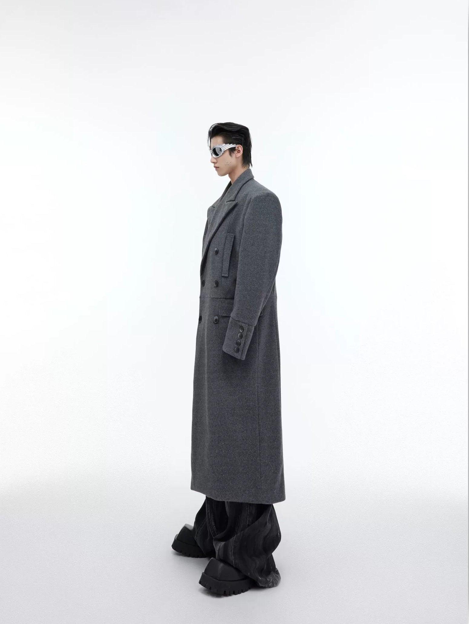 Oversize Shoulder-pad Long Chester Coat