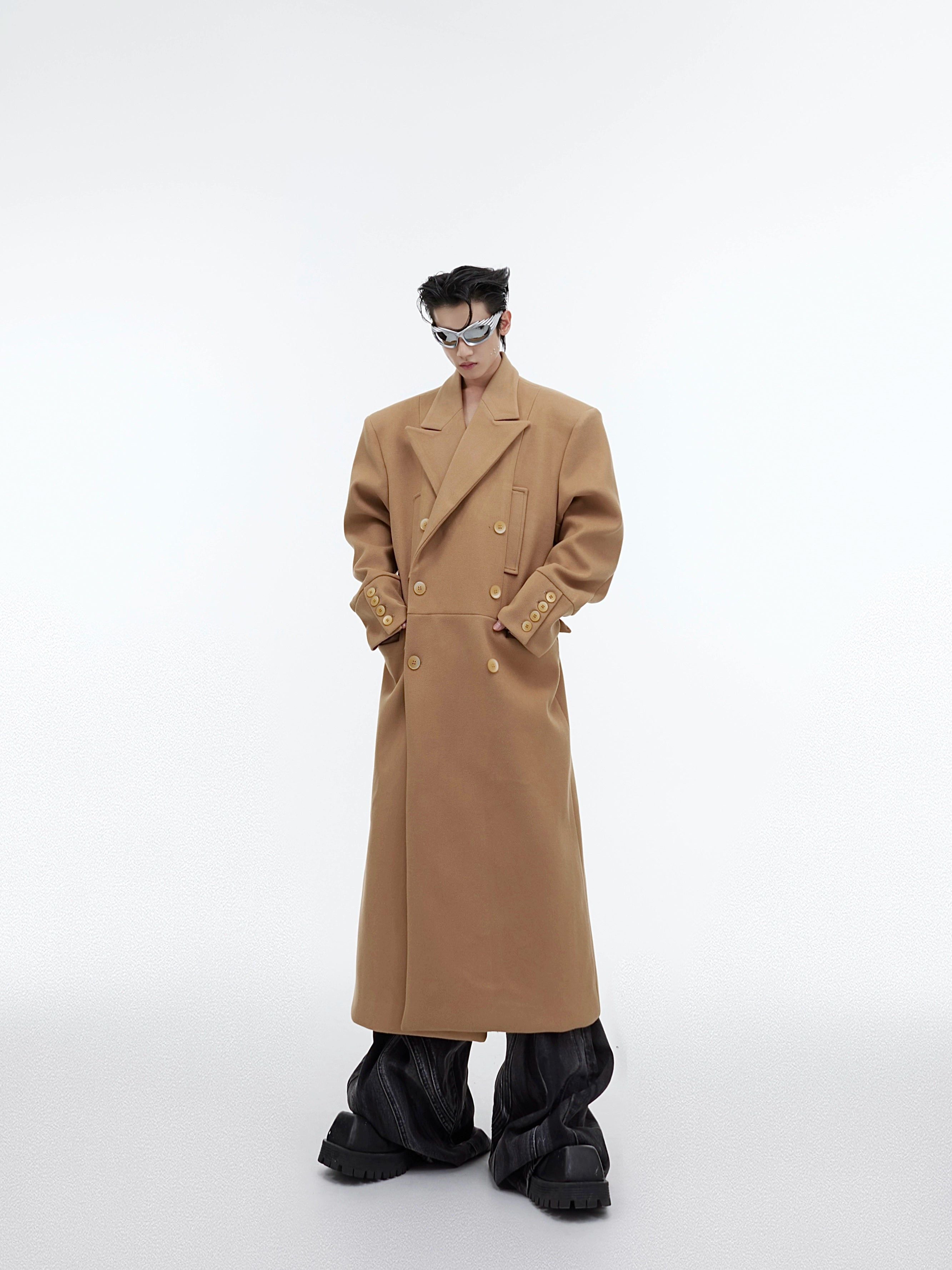 Oversize Shoulder-pad Long Chester Coat