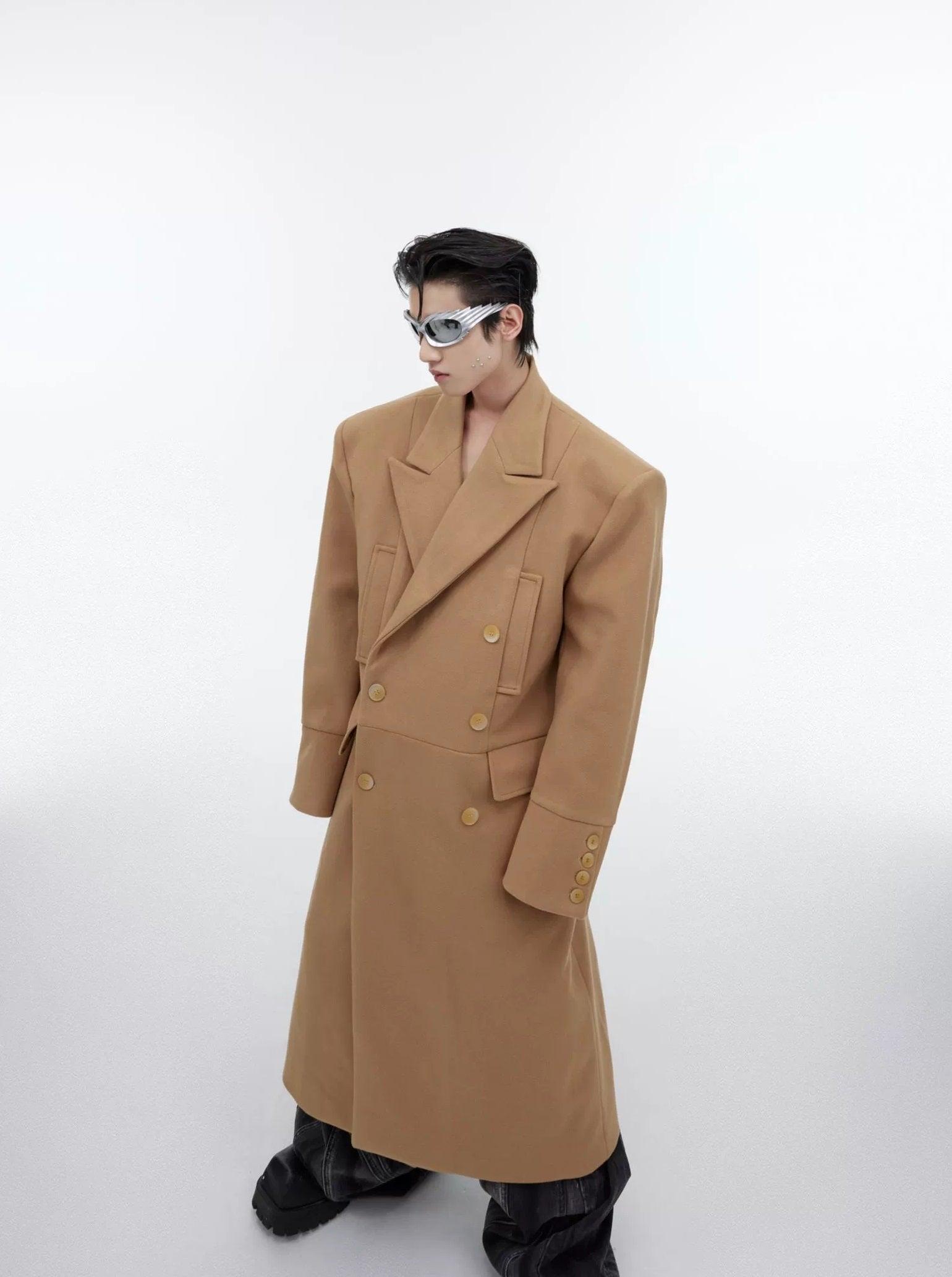 Oversize Shoulder-pad Long Chester Coat