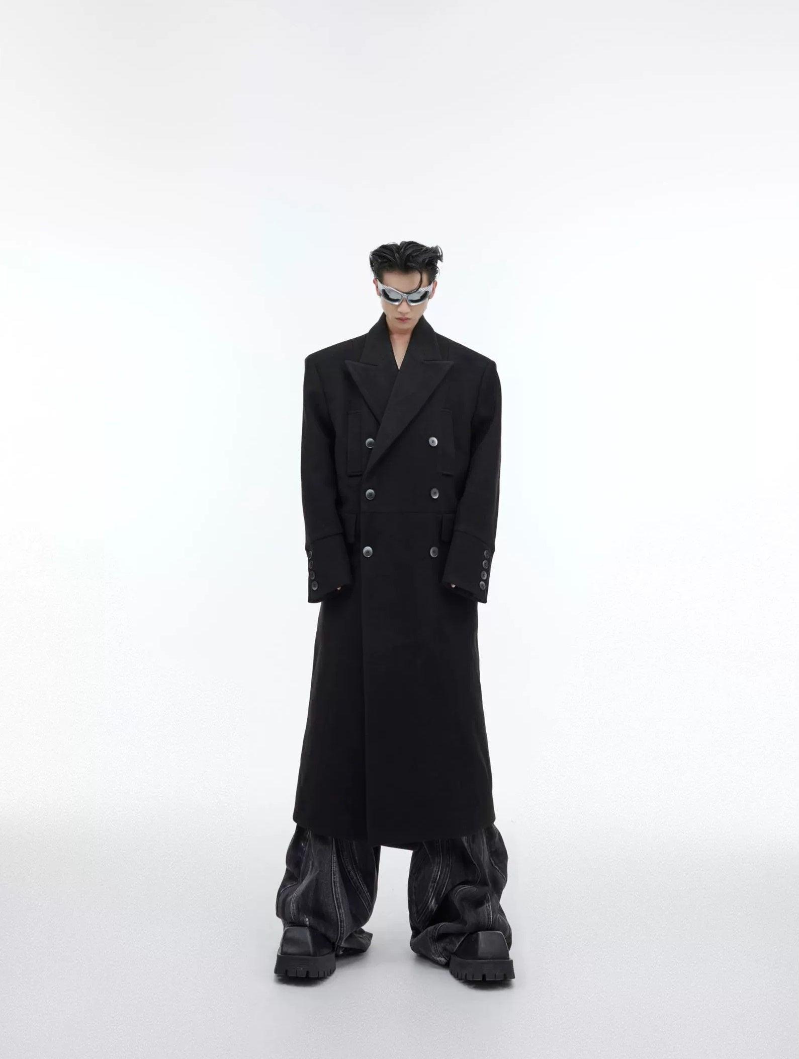 Oversize Shoulder-pad Long Chester Coat