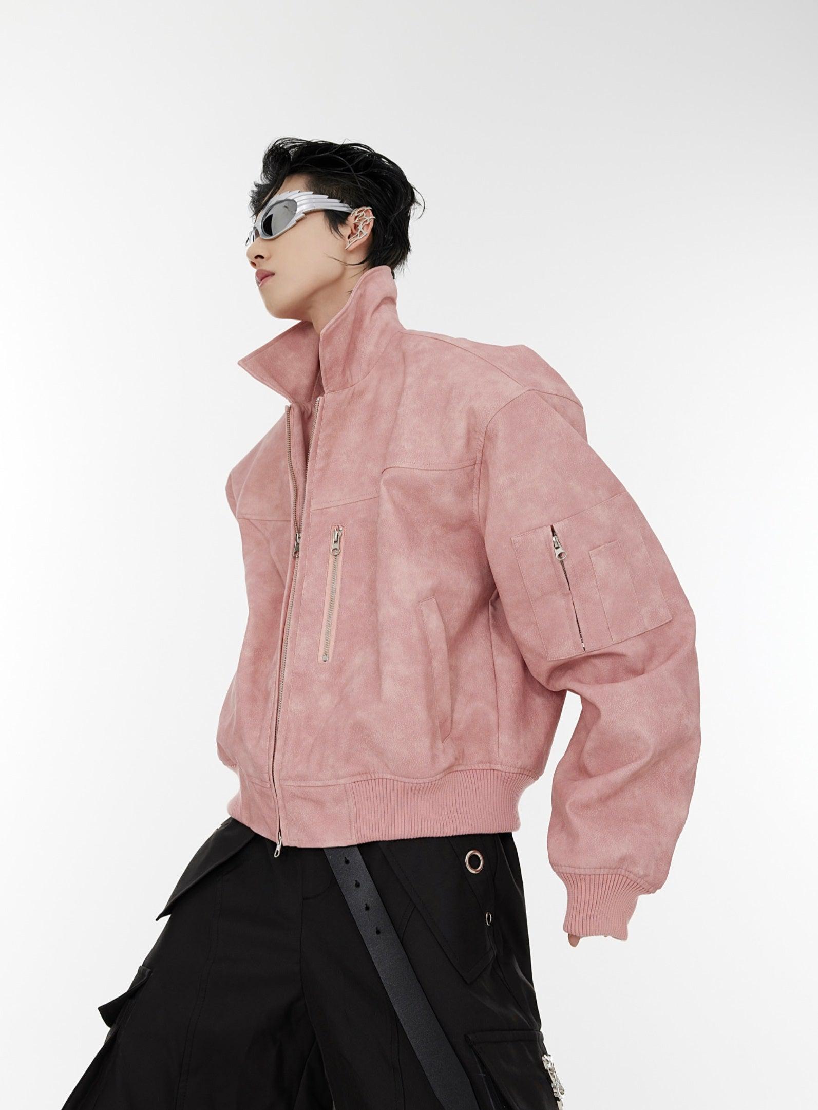 Oversize Shoulder-pad PU Leather Jacket