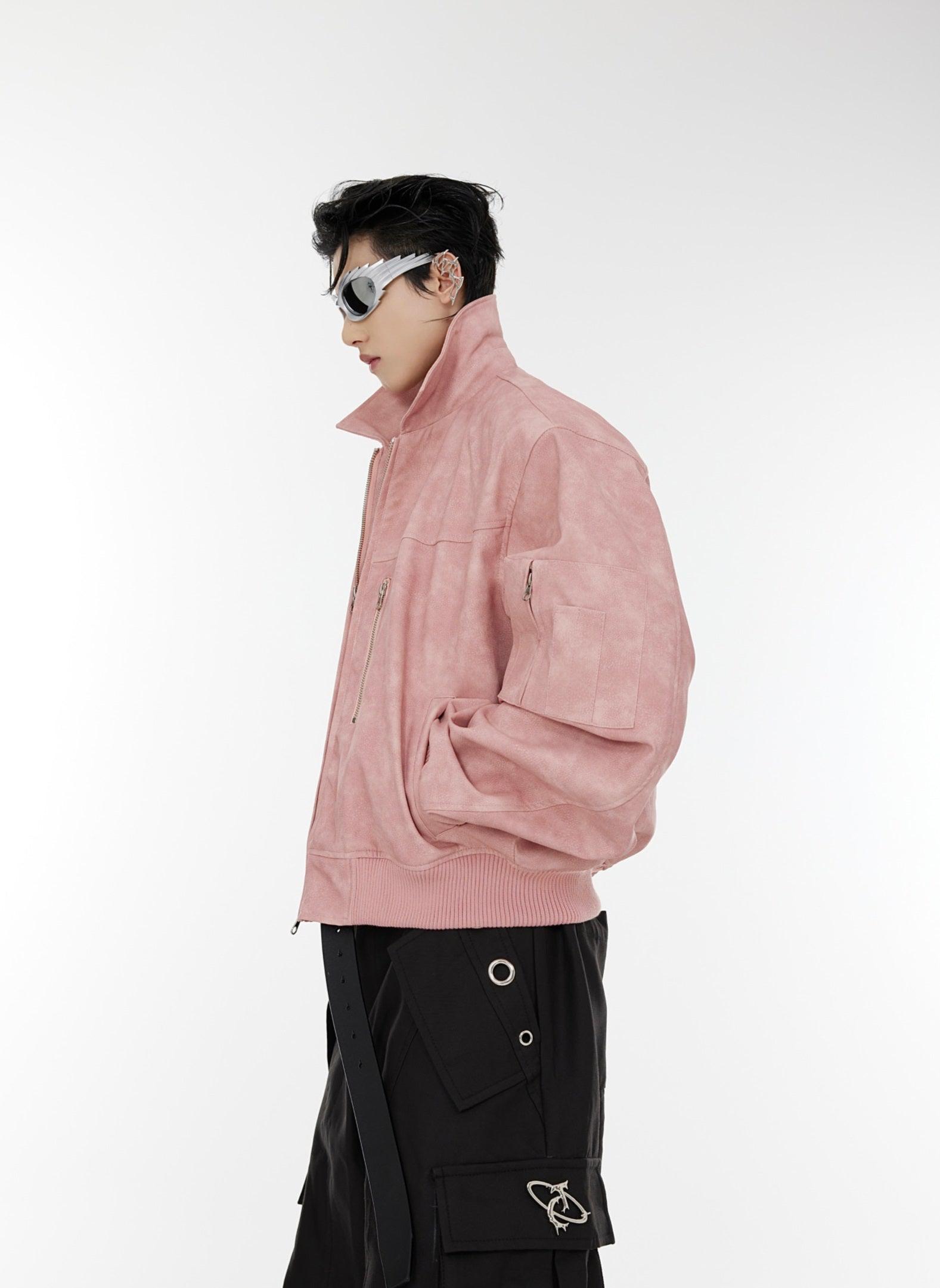 Oversize Shoulder-pad PU Leather Jacket