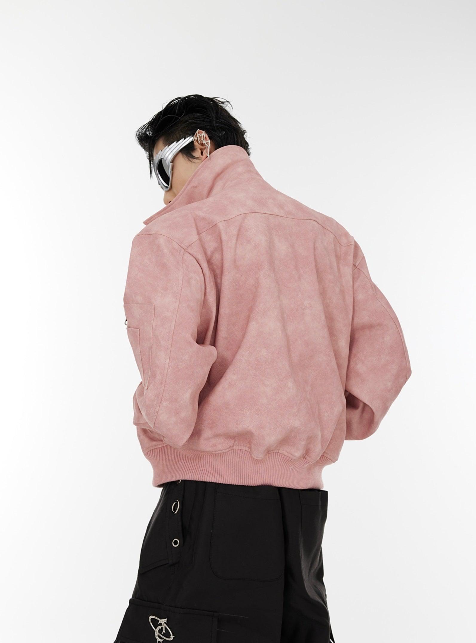 Oversize Shoulder-pad PU Leather Jacket