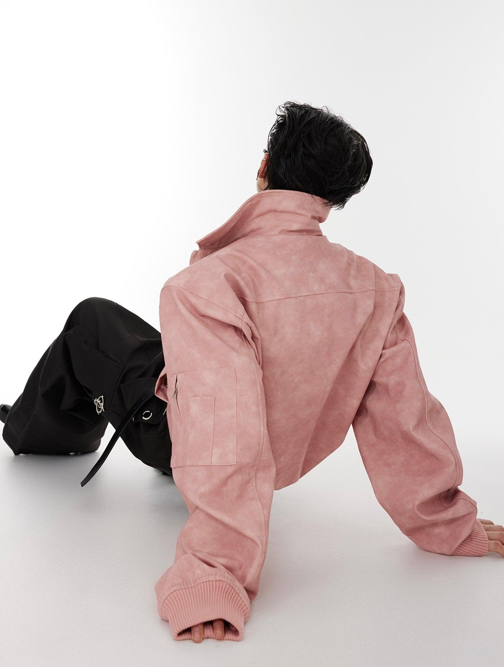 Oversize Shoulder-pad PU Leather Jacket