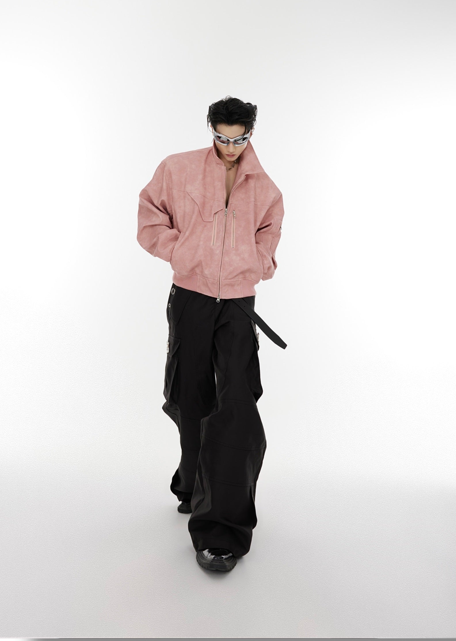 Oversize Shoulder-pad PU Leather Jacket