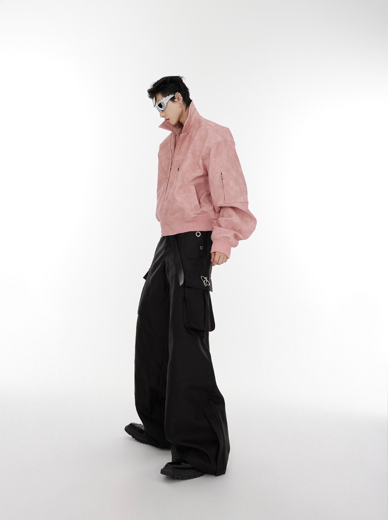 Oversize Shoulder-pad PU Leather Jacket