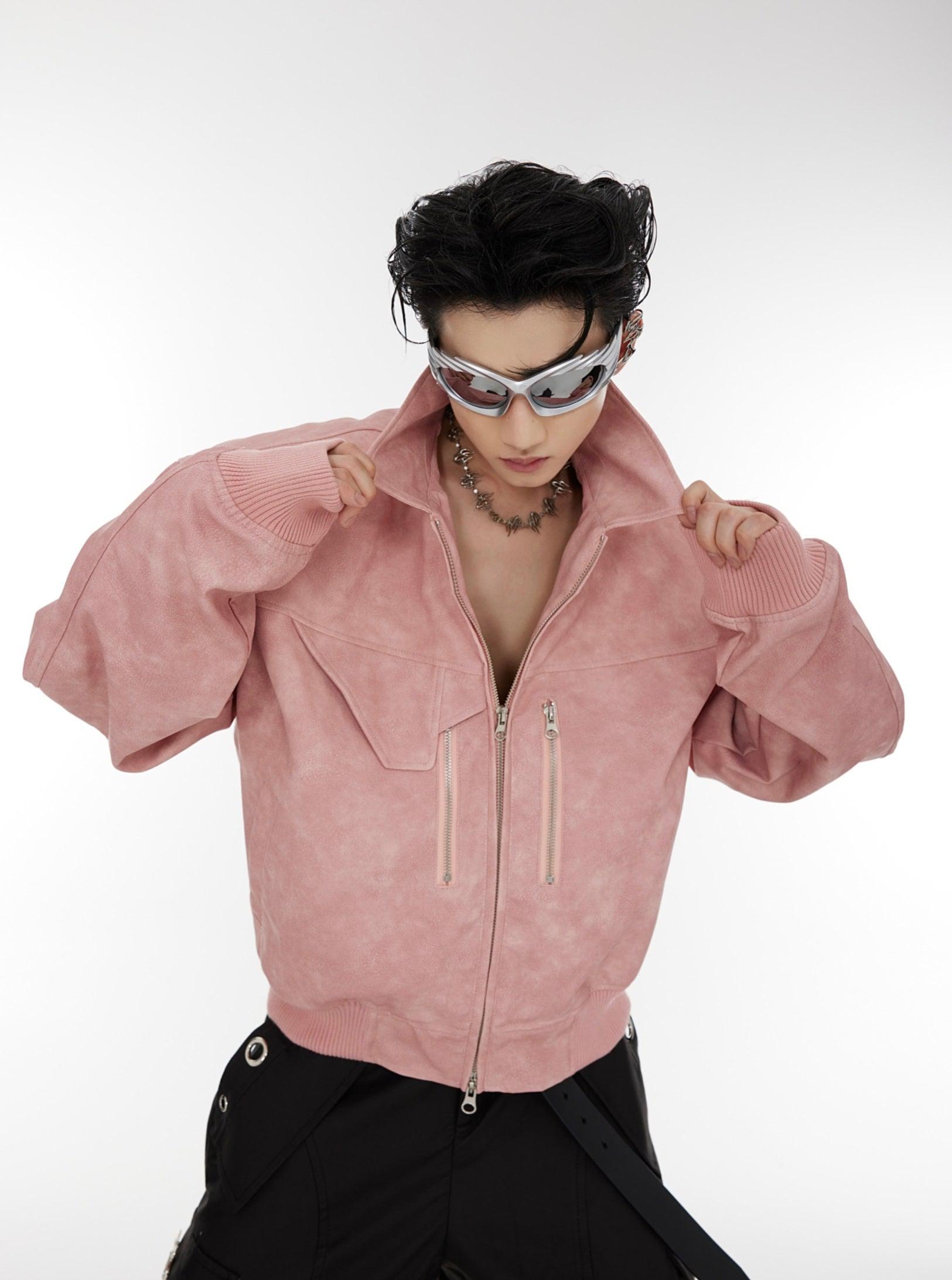 Oversize Shoulder-pad PU Leather Jacket