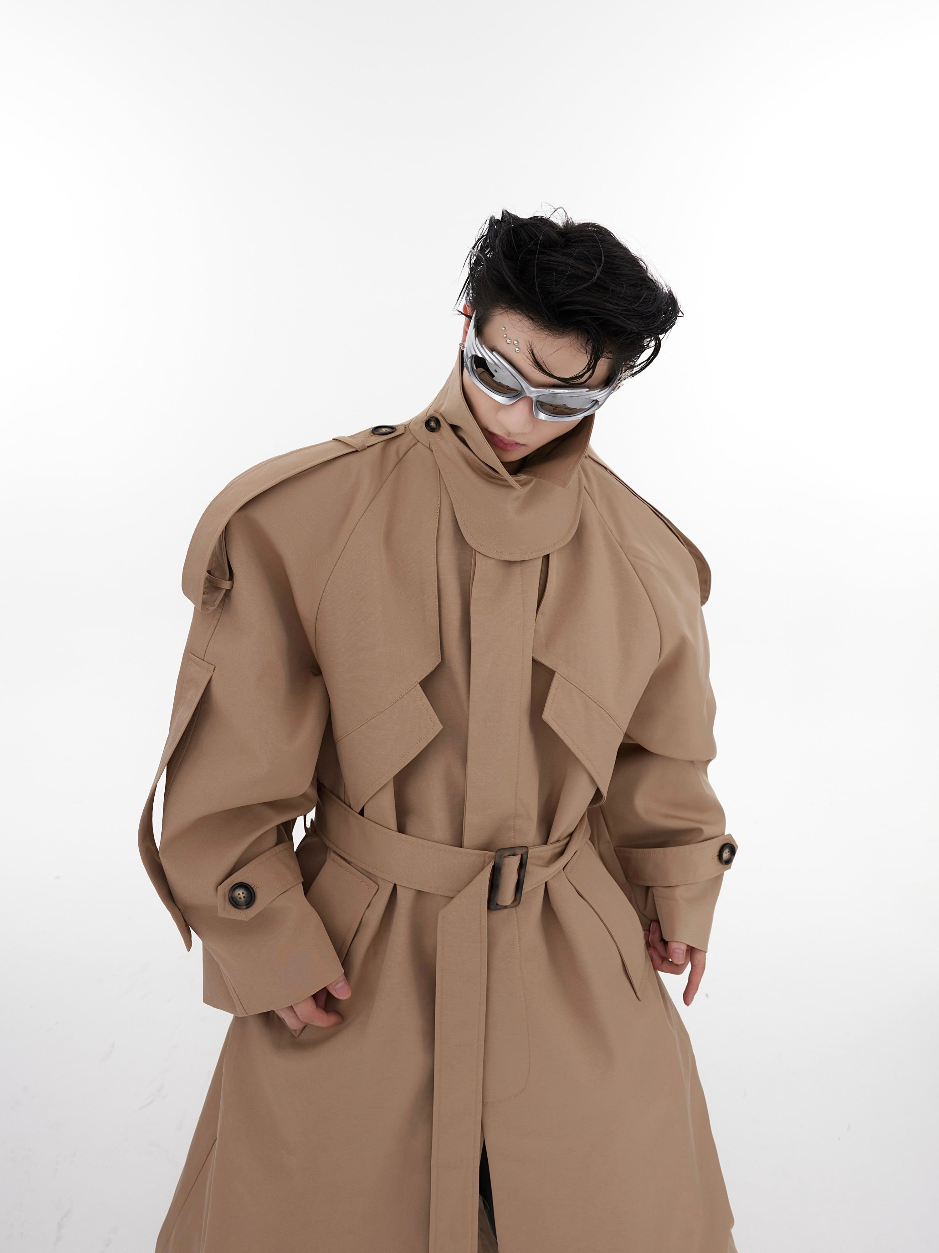 Oversize Shoulder-pad Trench Coat