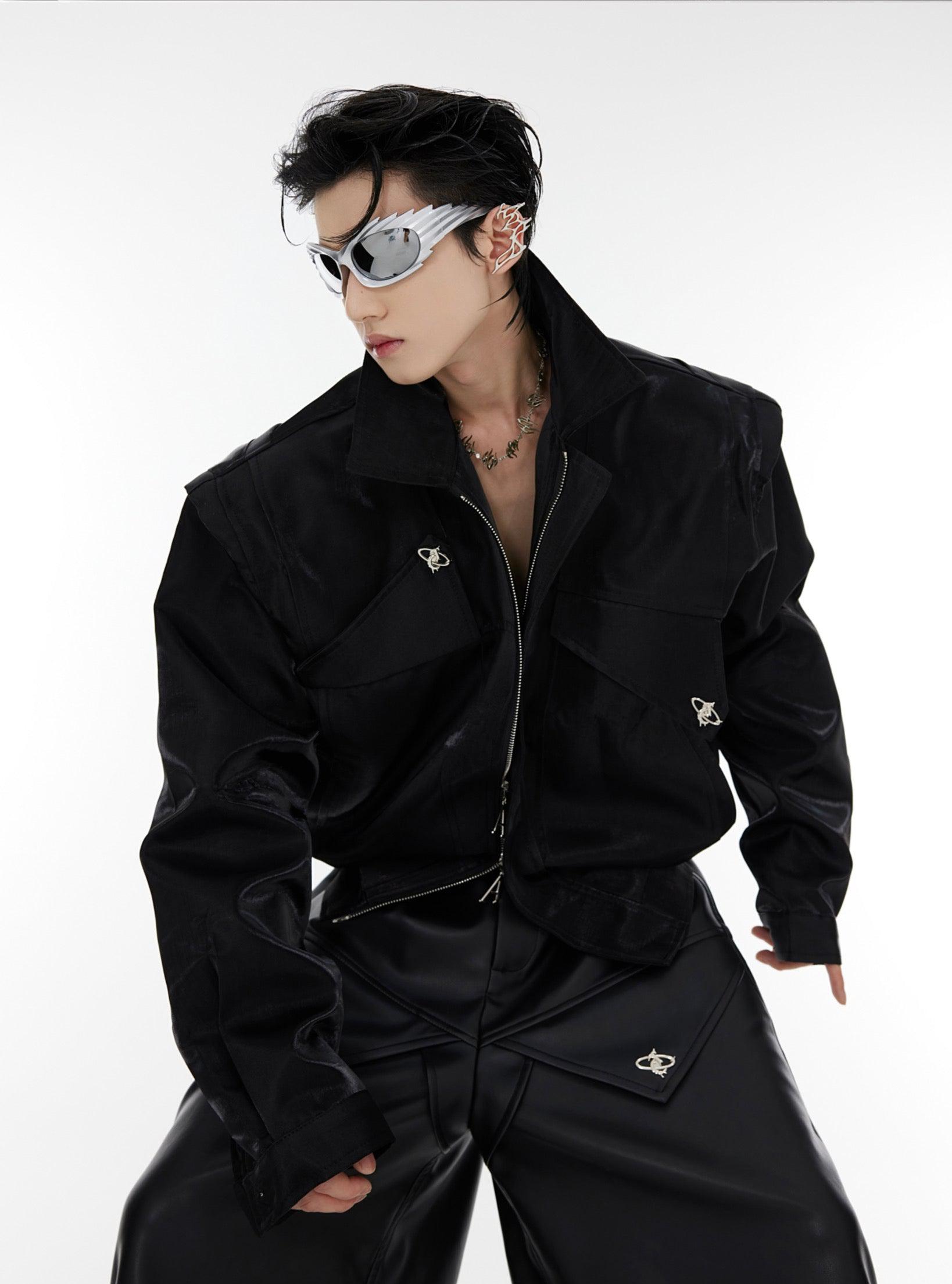 Oversize Shoulder-pads PU Leather Jacket