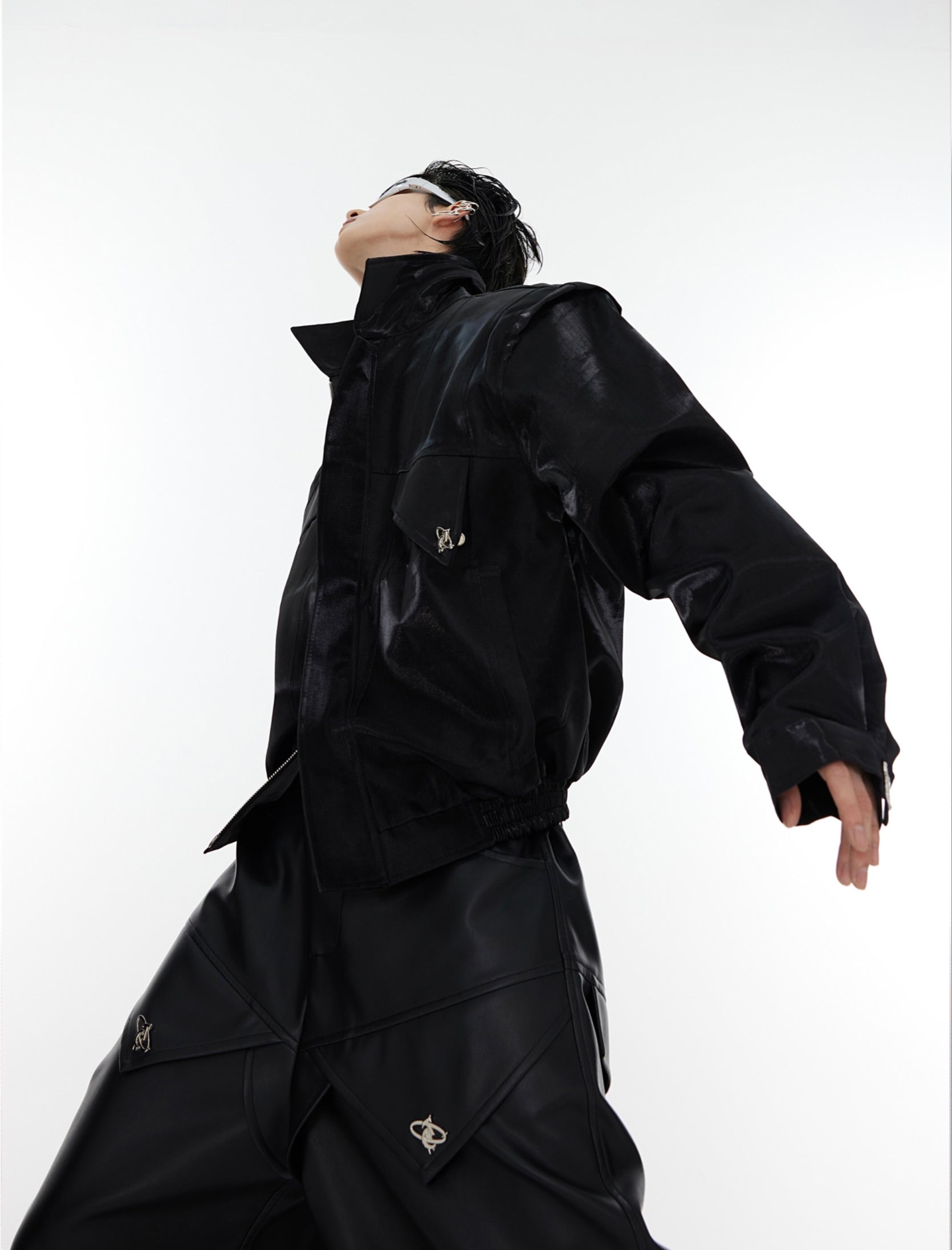 Oversize Shoulder-pads PU Leather Jacket